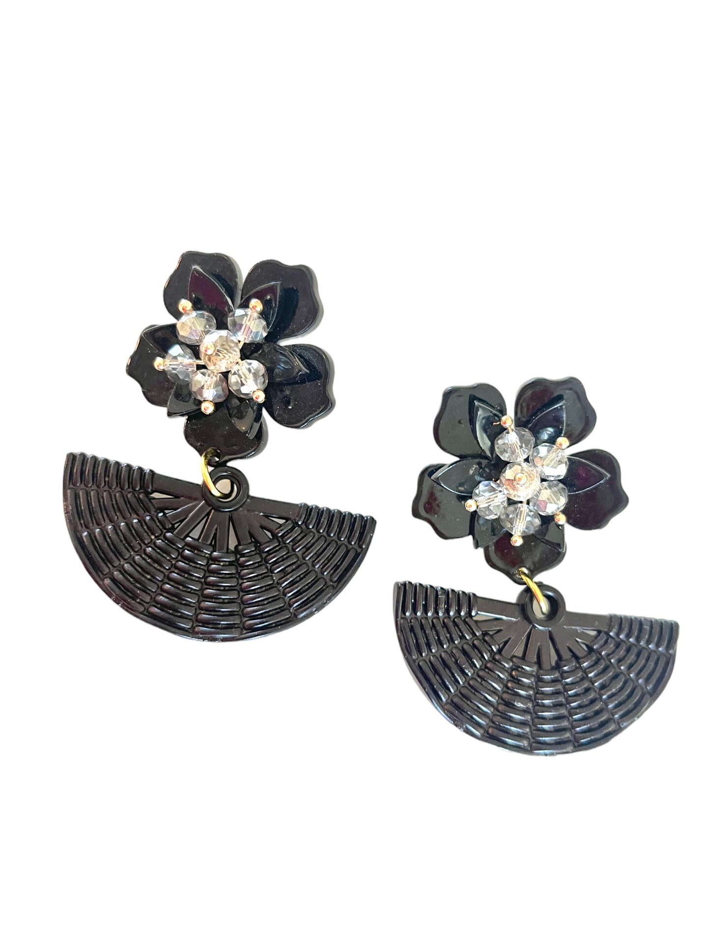 Black statement statement fan earrings