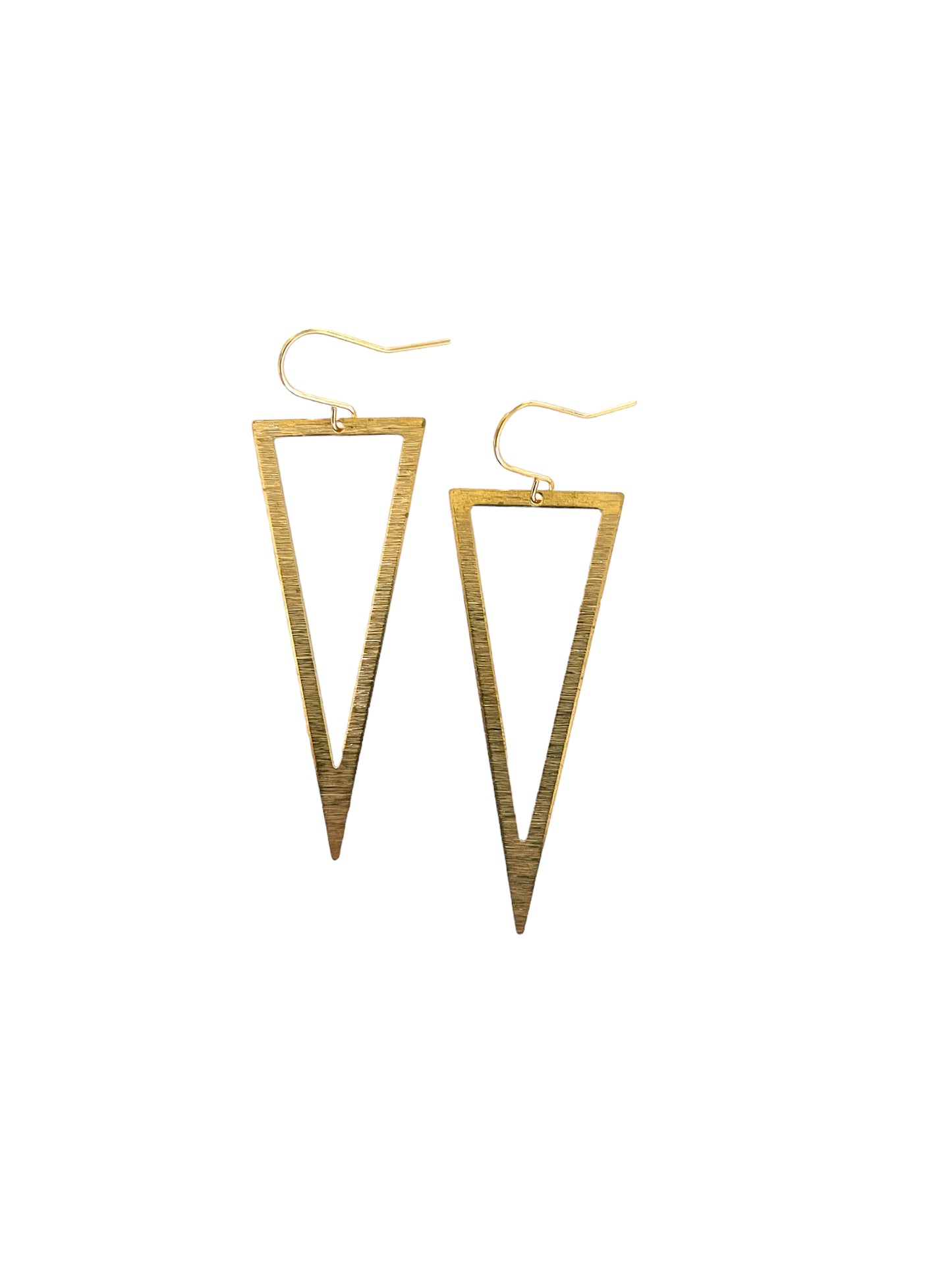 Raw Brass Triangle Hook Earrings