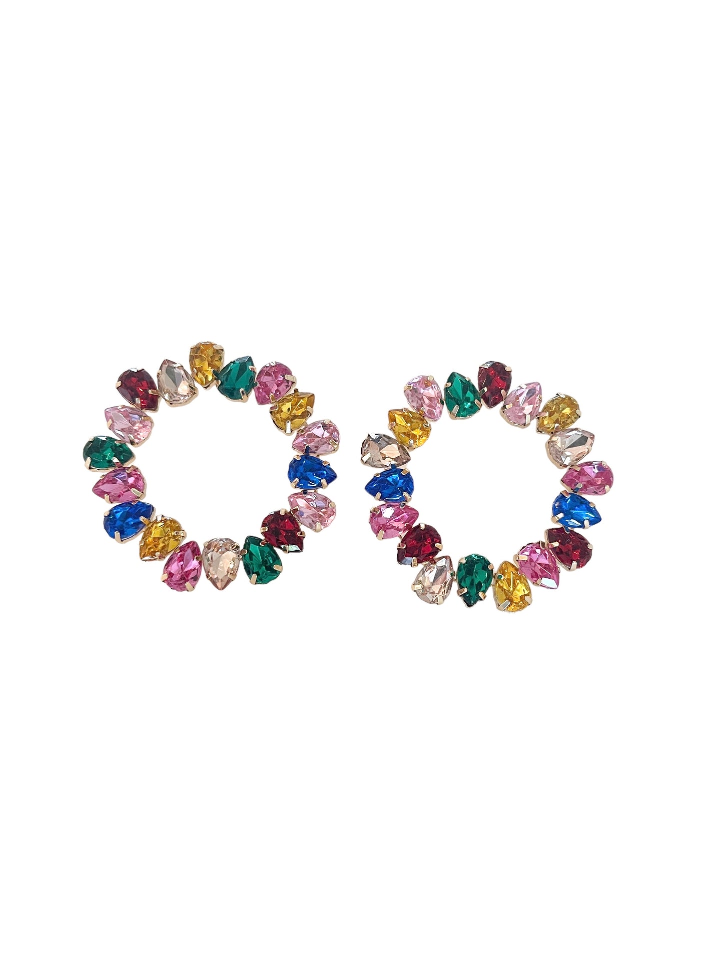 Multicolor Stone Circle Stud Earrings