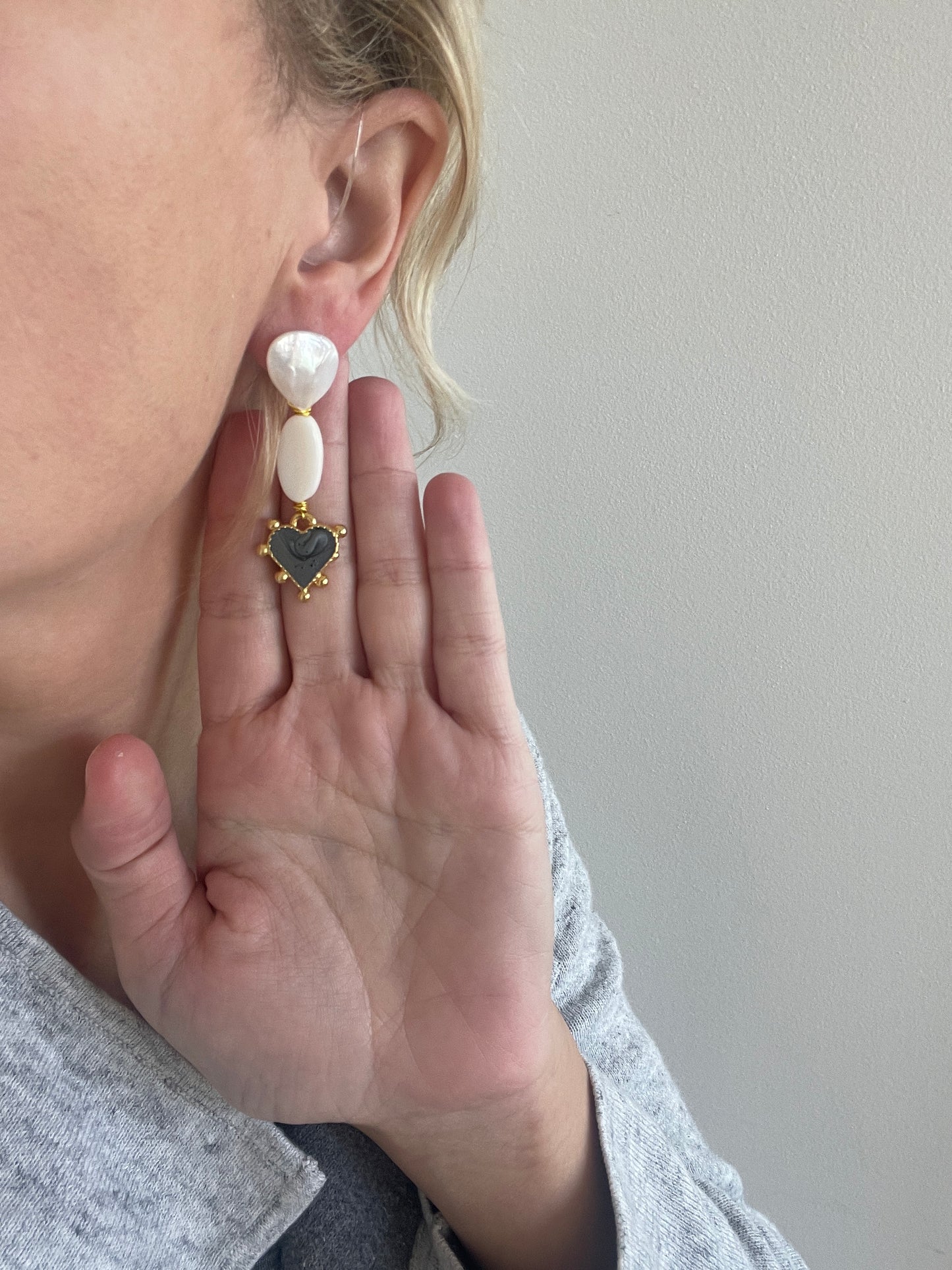 Pearl Heart Earrings