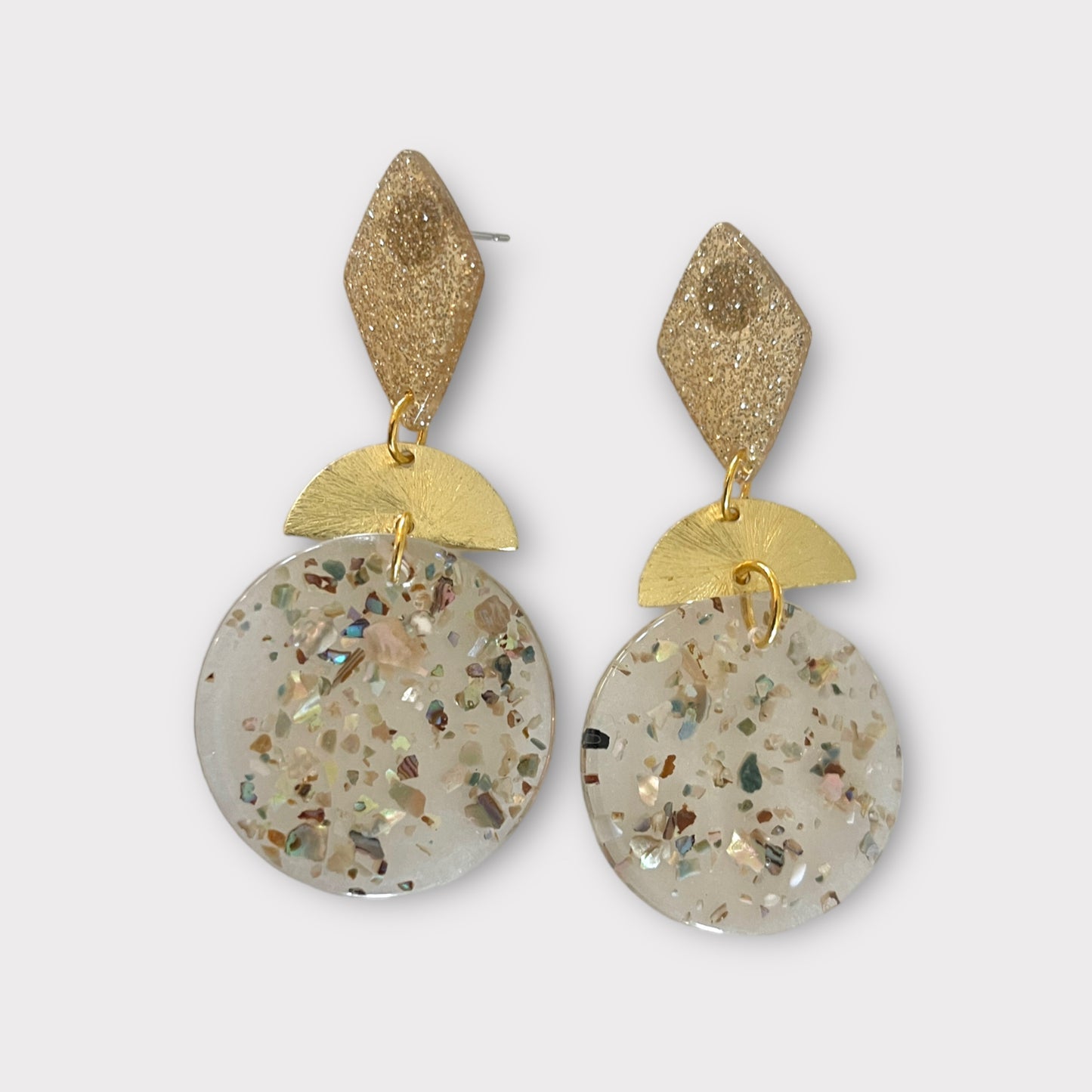 Multicolor Gold Flake Pendant Earrings