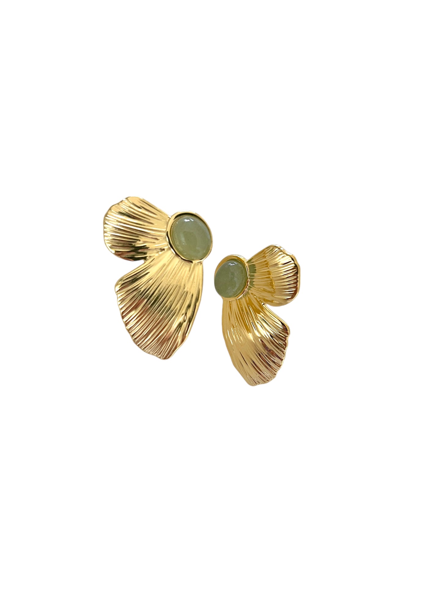 Green Stone Wing Earrings