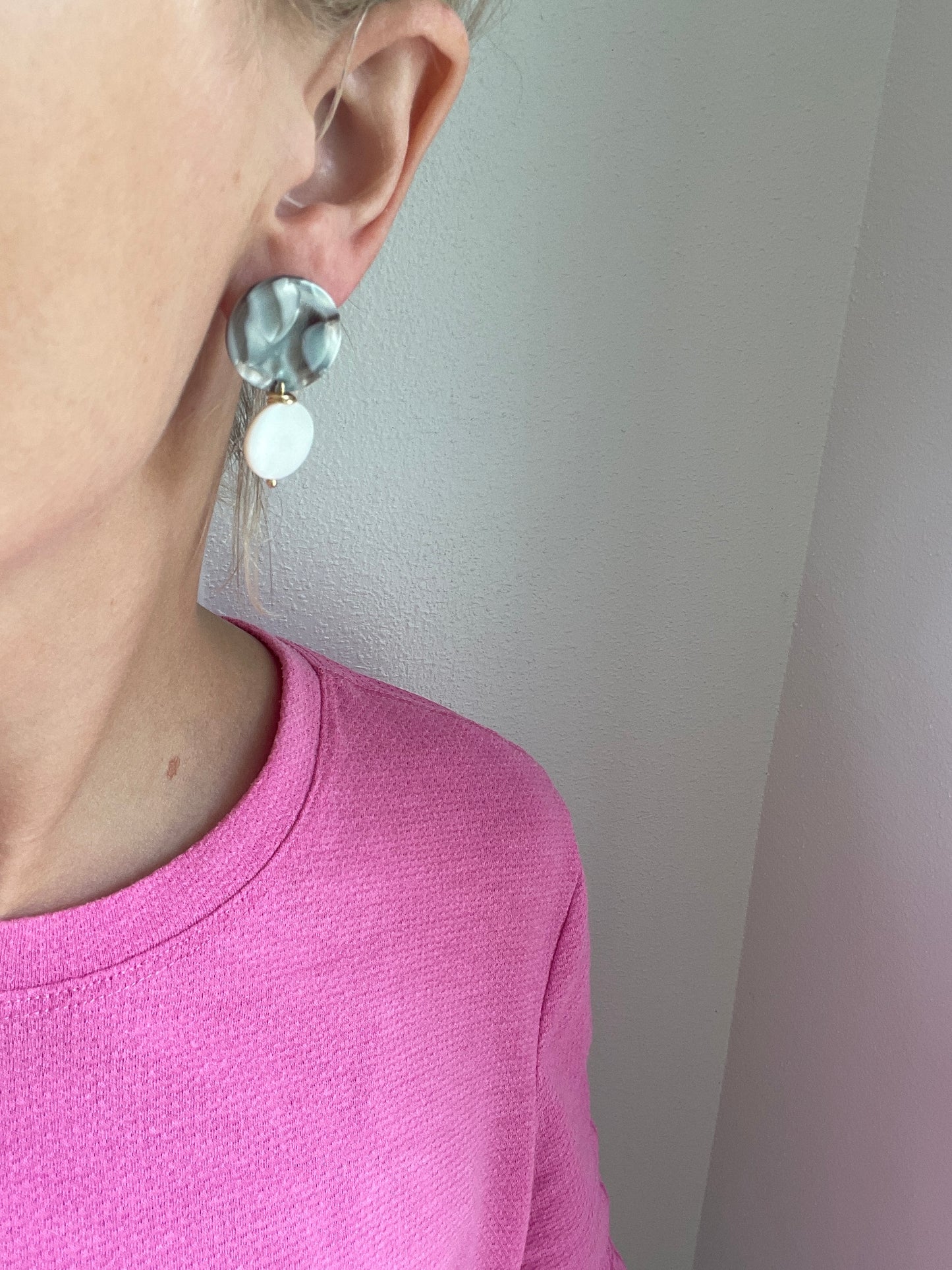 Bea Drop Earrings - Grey