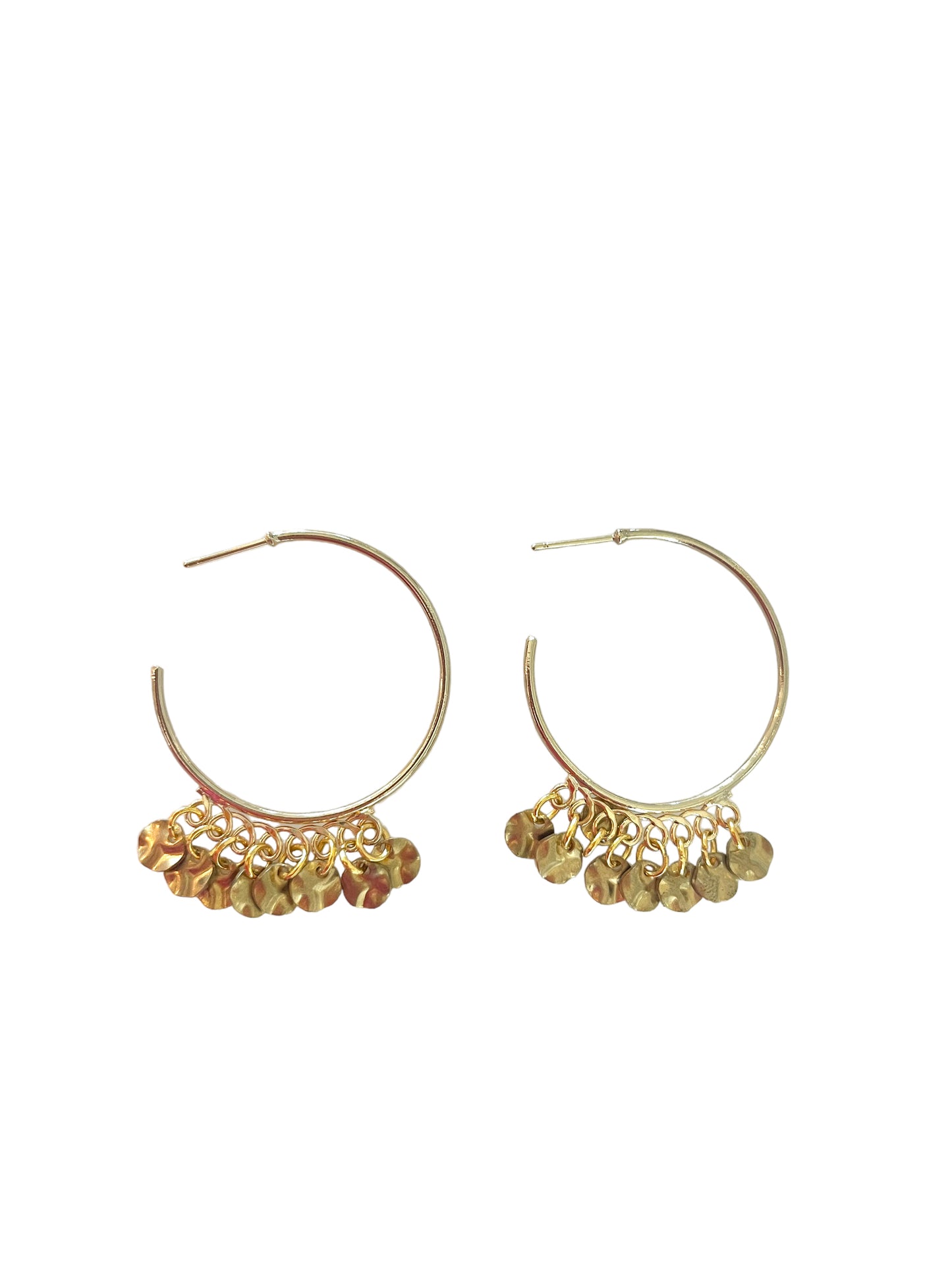 Brass Dangle Hoop Earrings