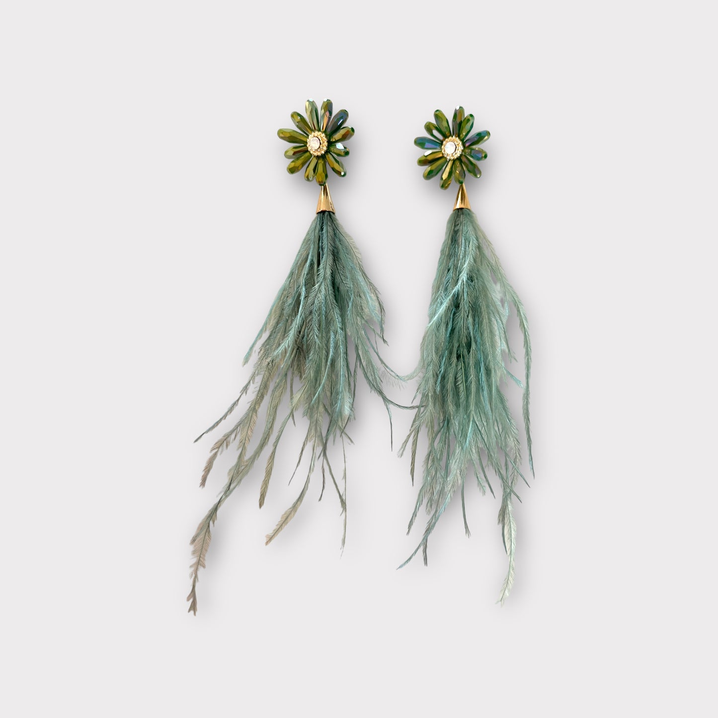 Feather Earrings - Flower Post
