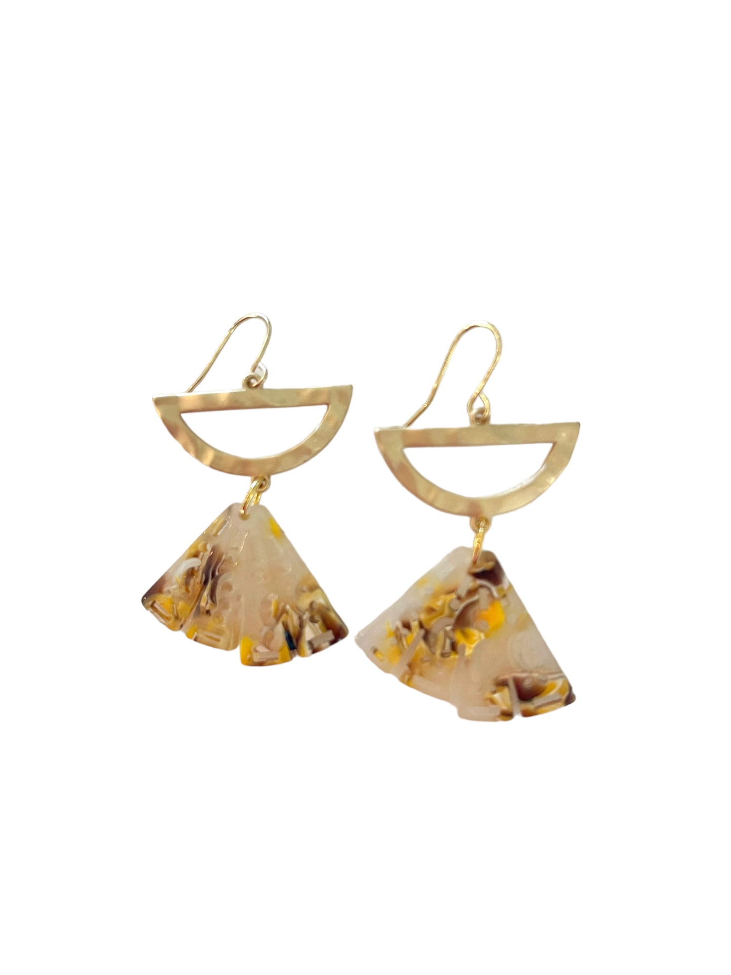 Resin fan marble earrings