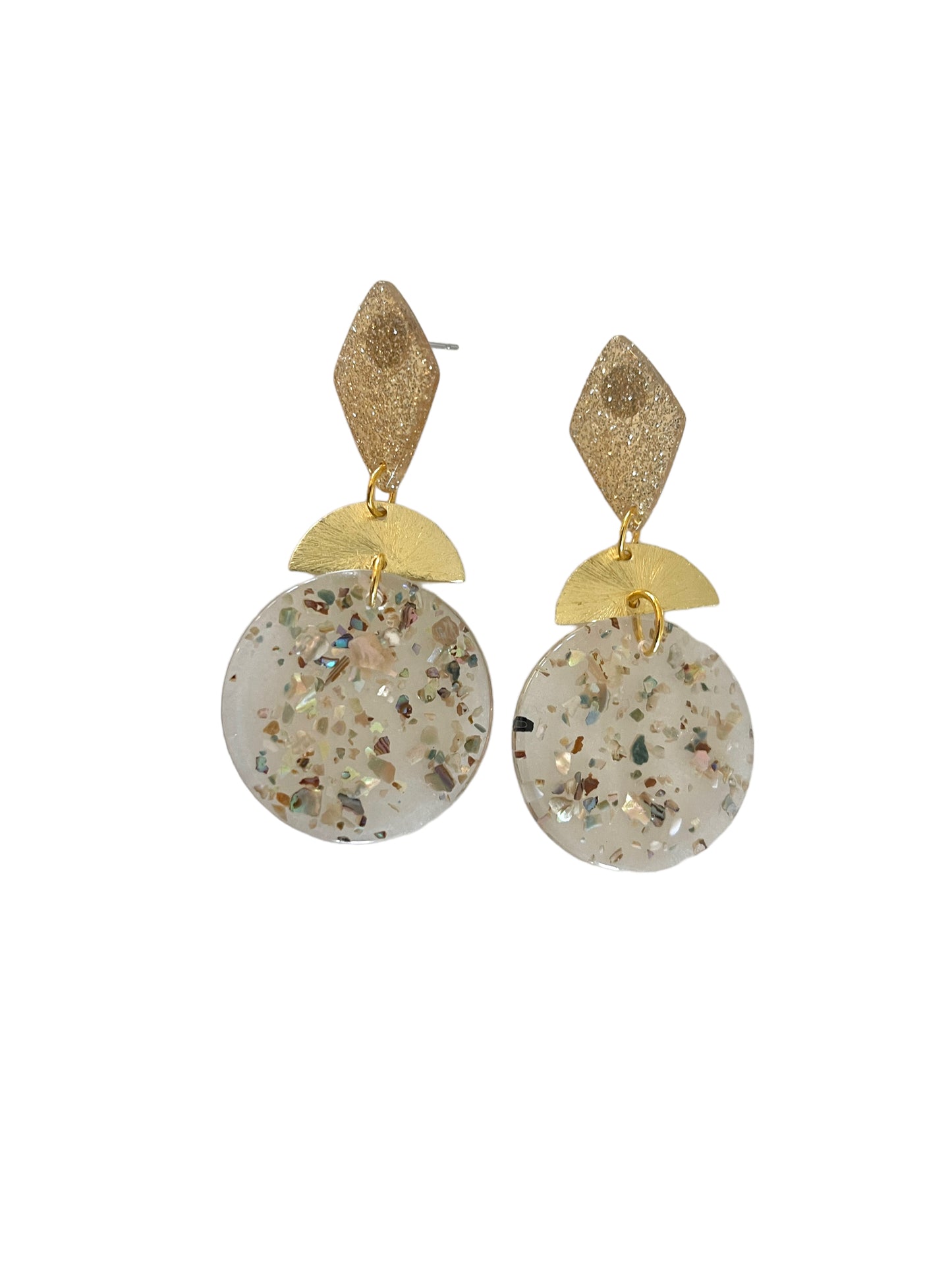 Multicolor Gold Flake Pendant Earrings