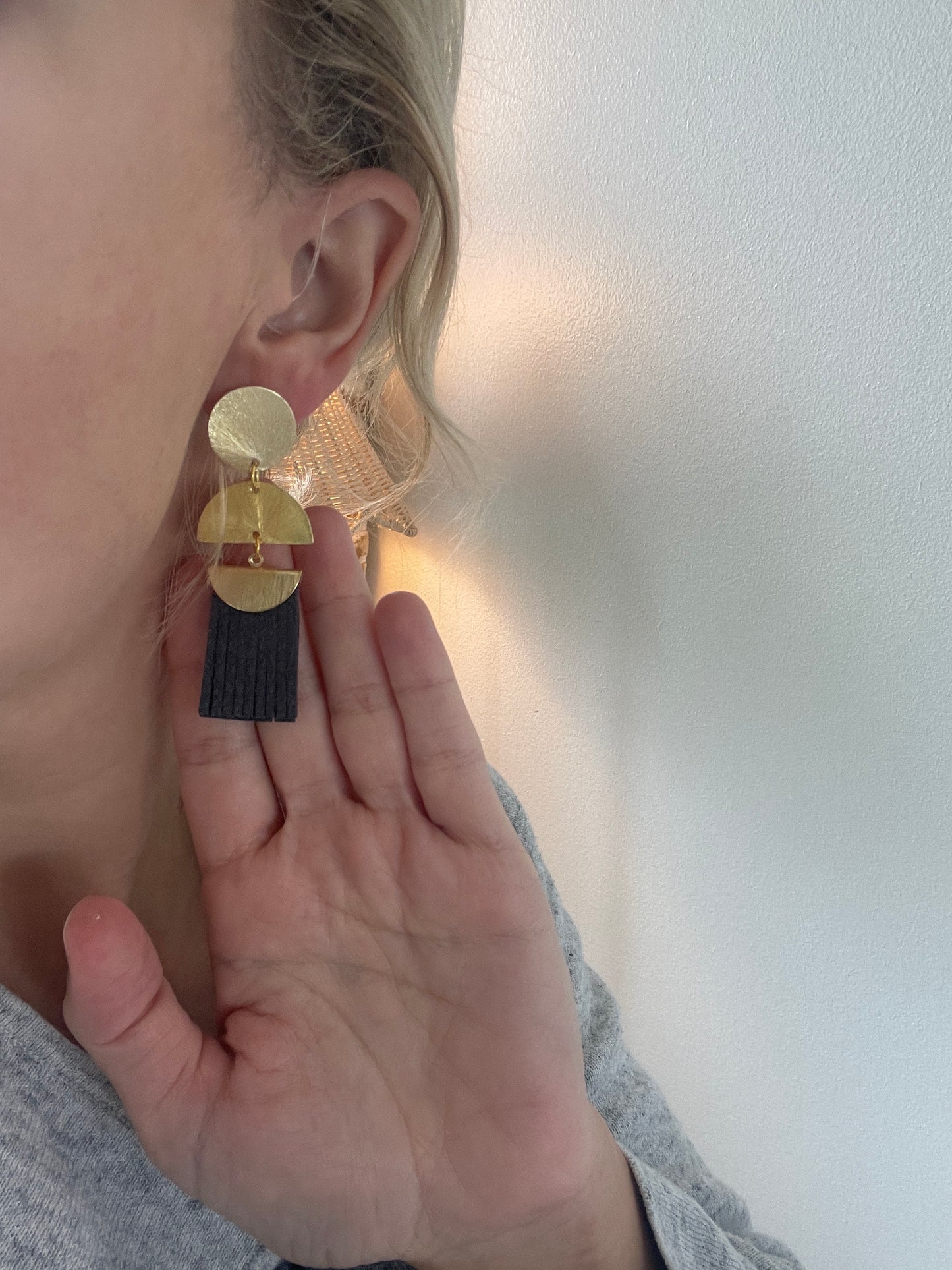 Suede Earrings - Grey