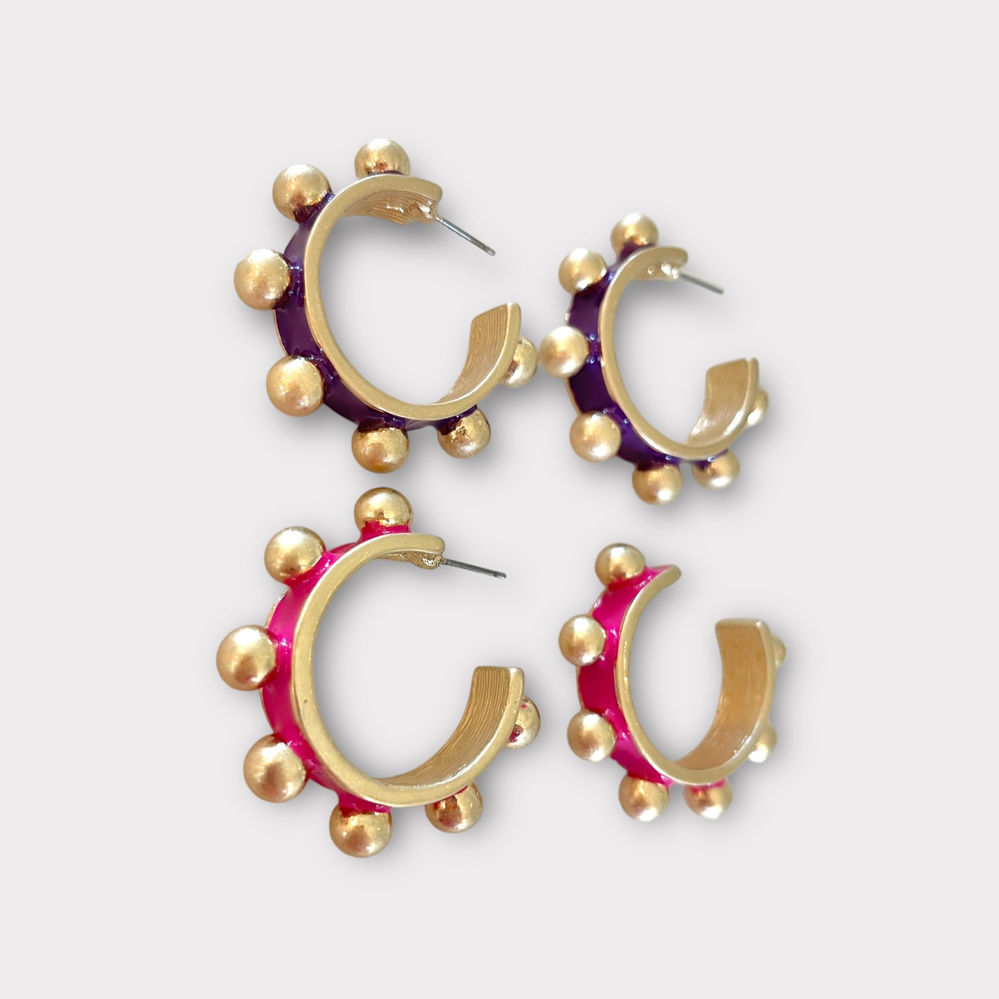 Enamel Studded Hoop Earrings