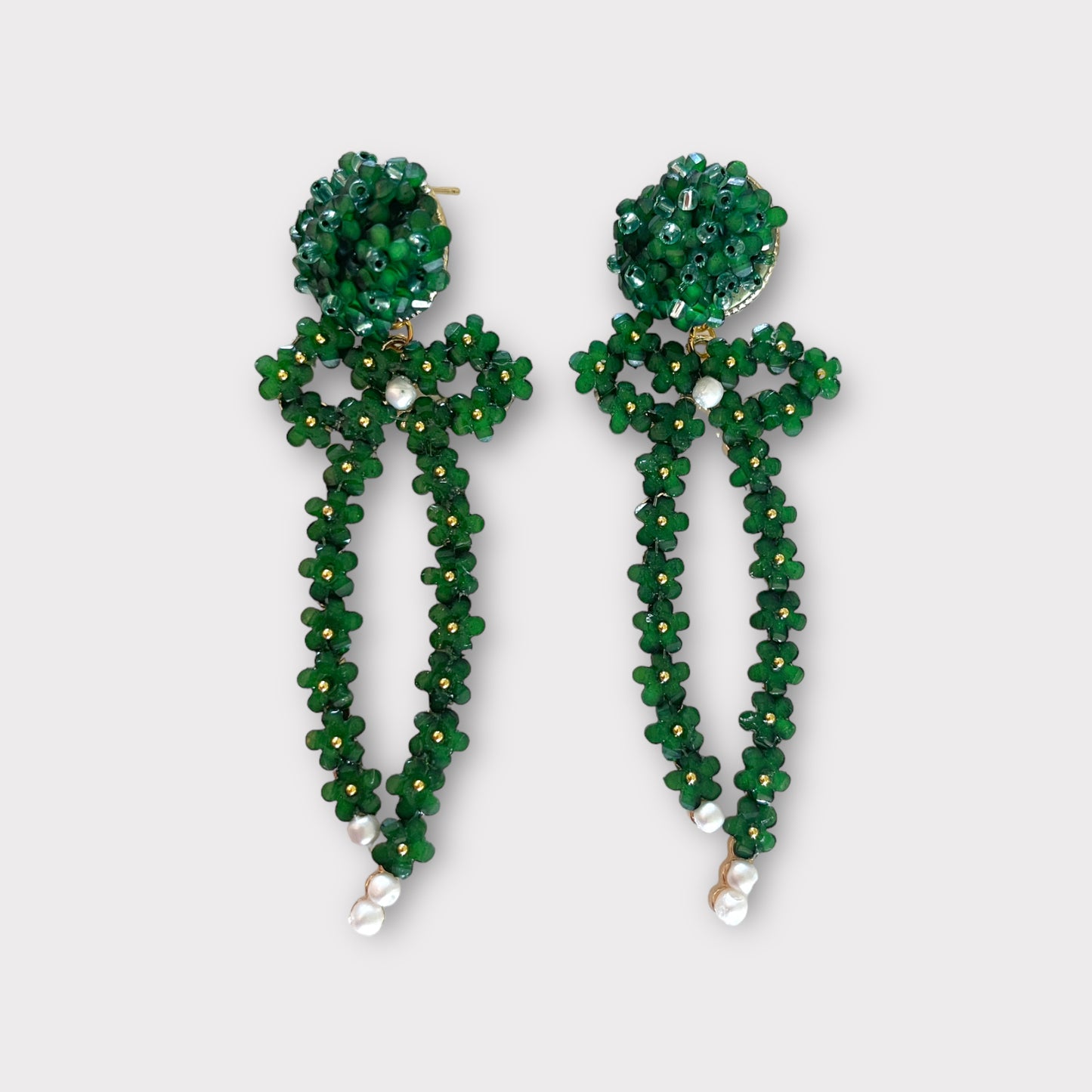 Green Bow Earrings - Hydrangea Post