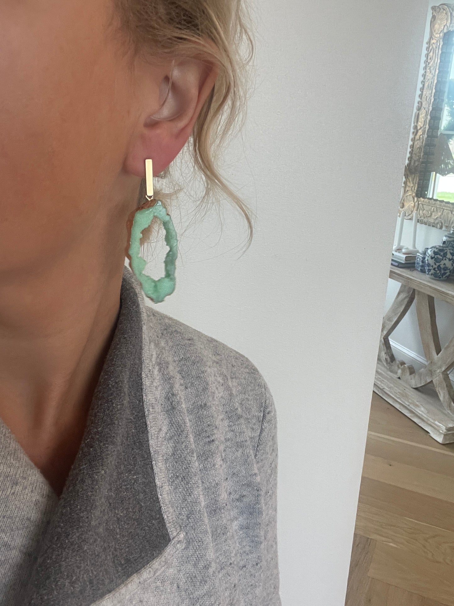Aqua Geode Earrings