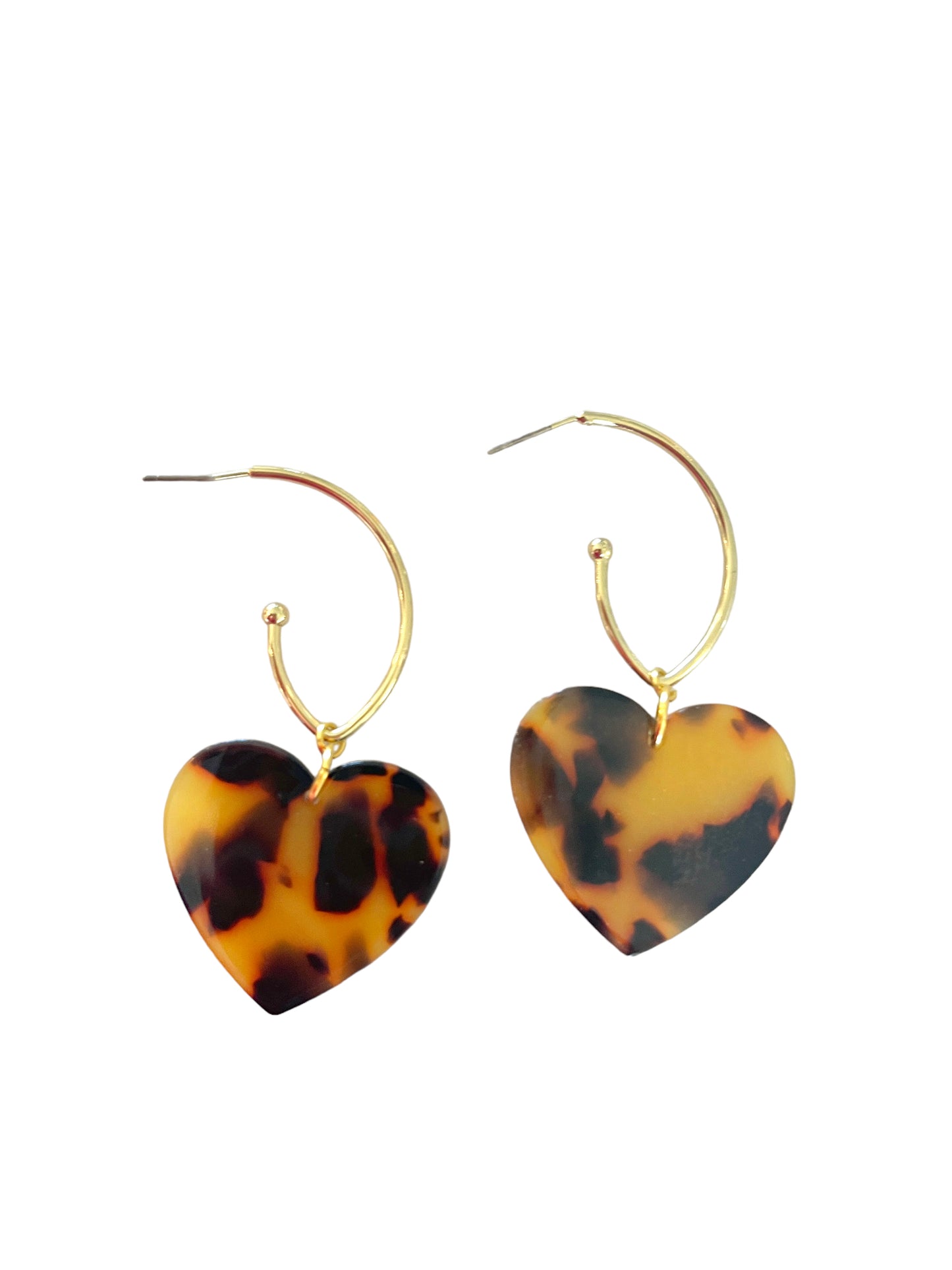 Tortoise heart hoop earrings