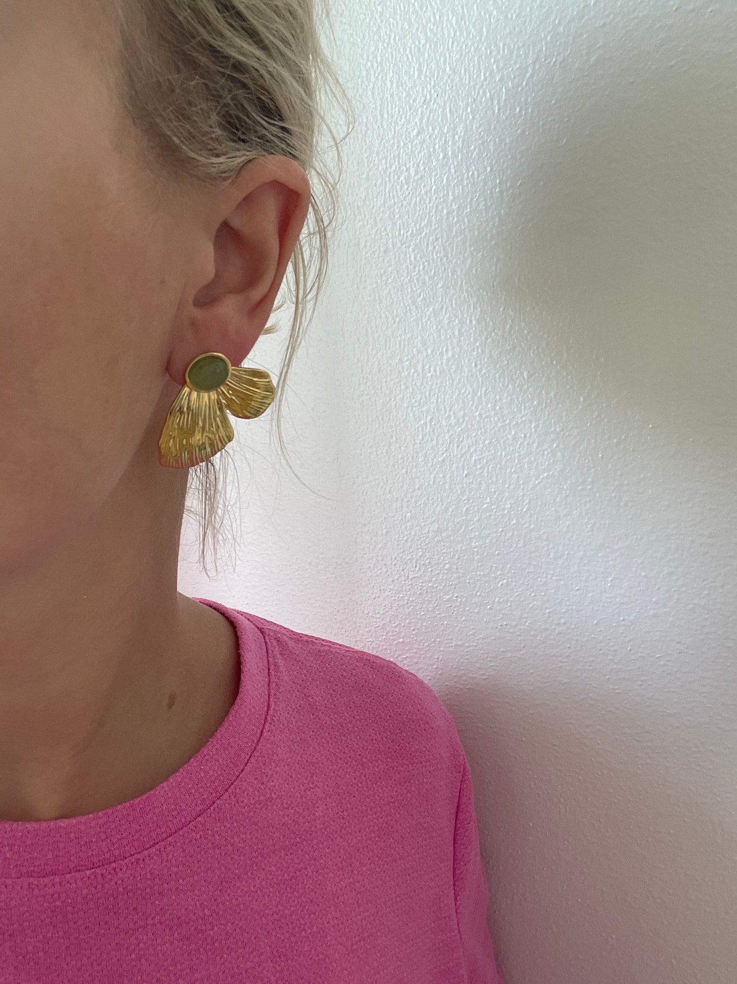 Green Stone Wing Earrings