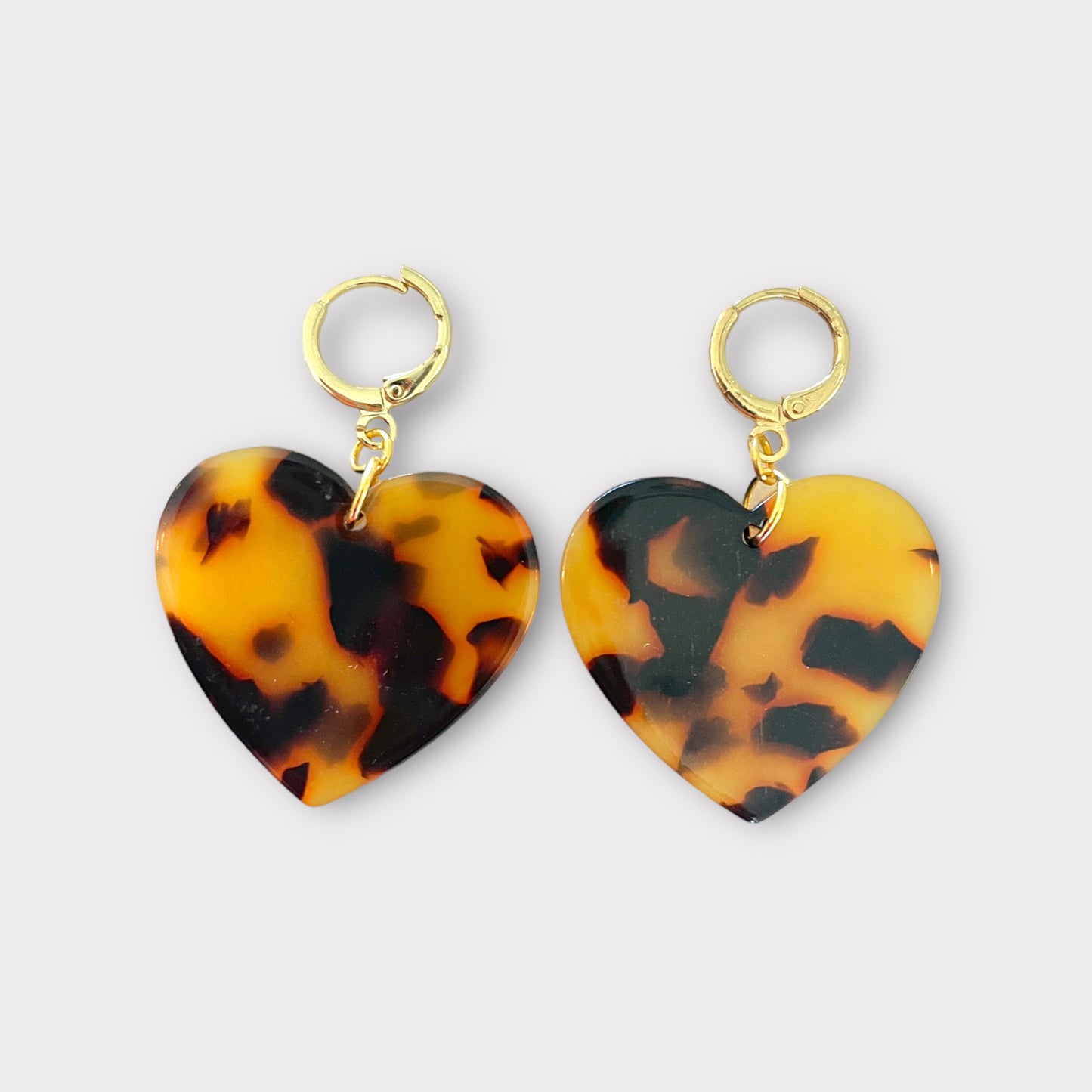 Tortoise heart earrings