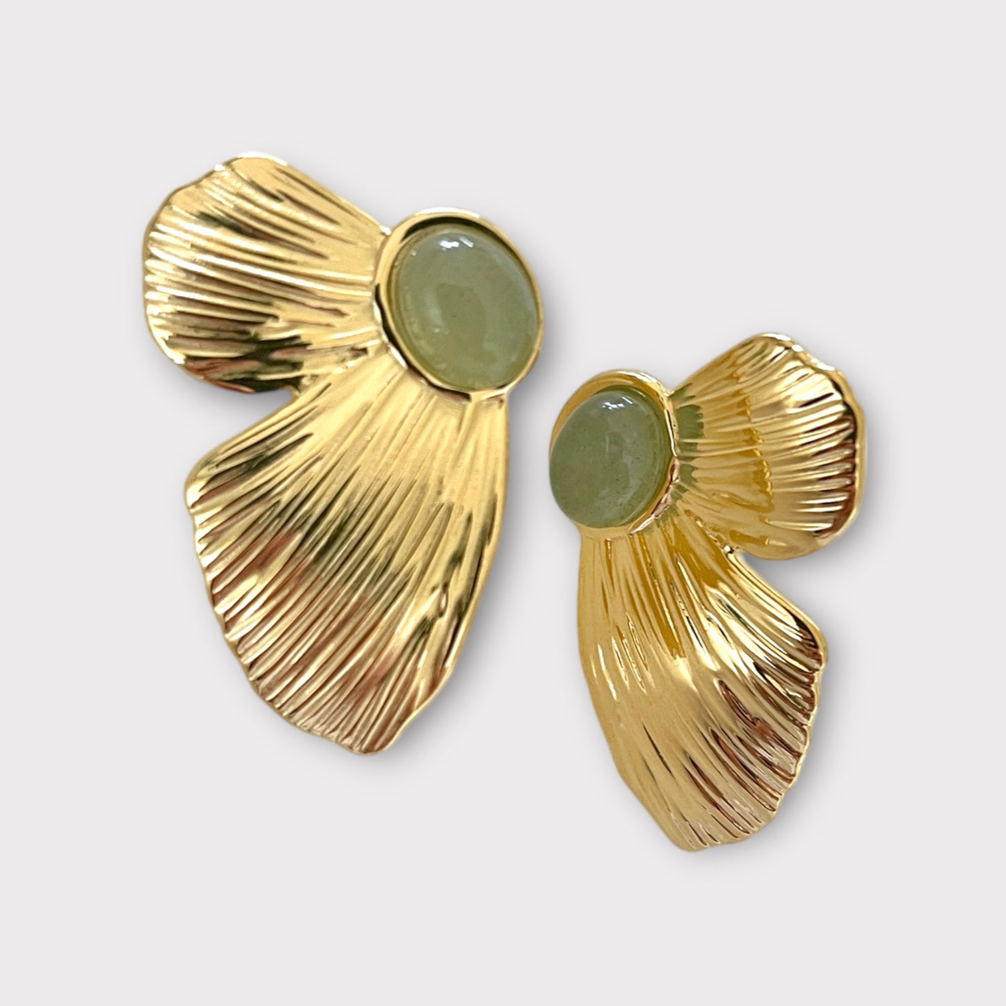 Green Stone Wing Earrings