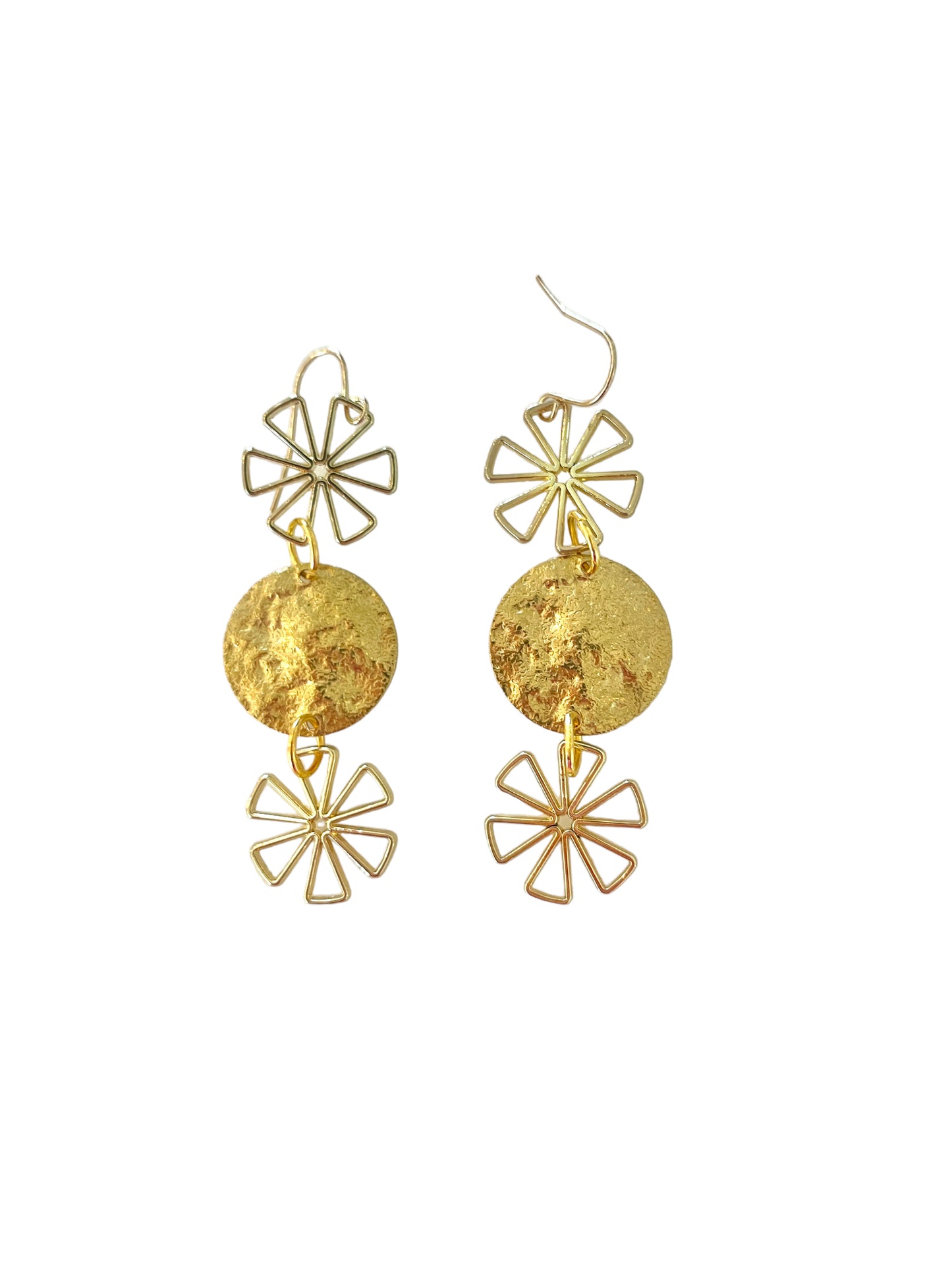 Flower coin hook earrings
