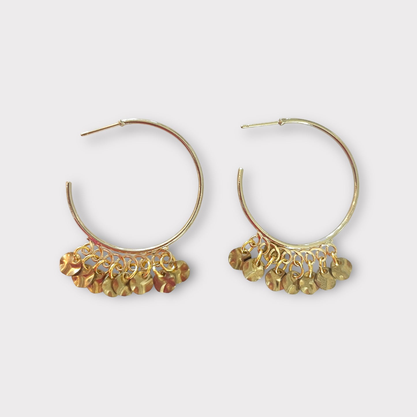 Brass Dangle Hoop Earrings