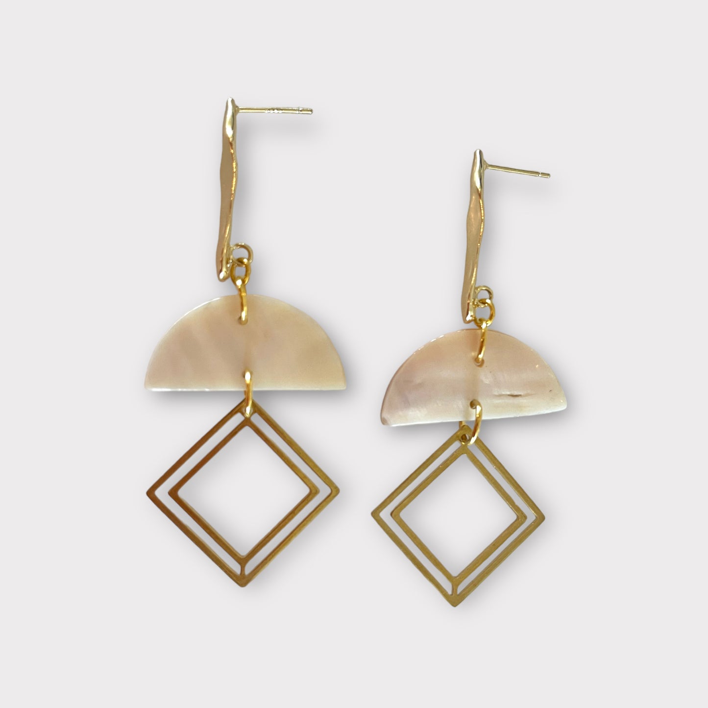 Brass diamond earrings - bar top