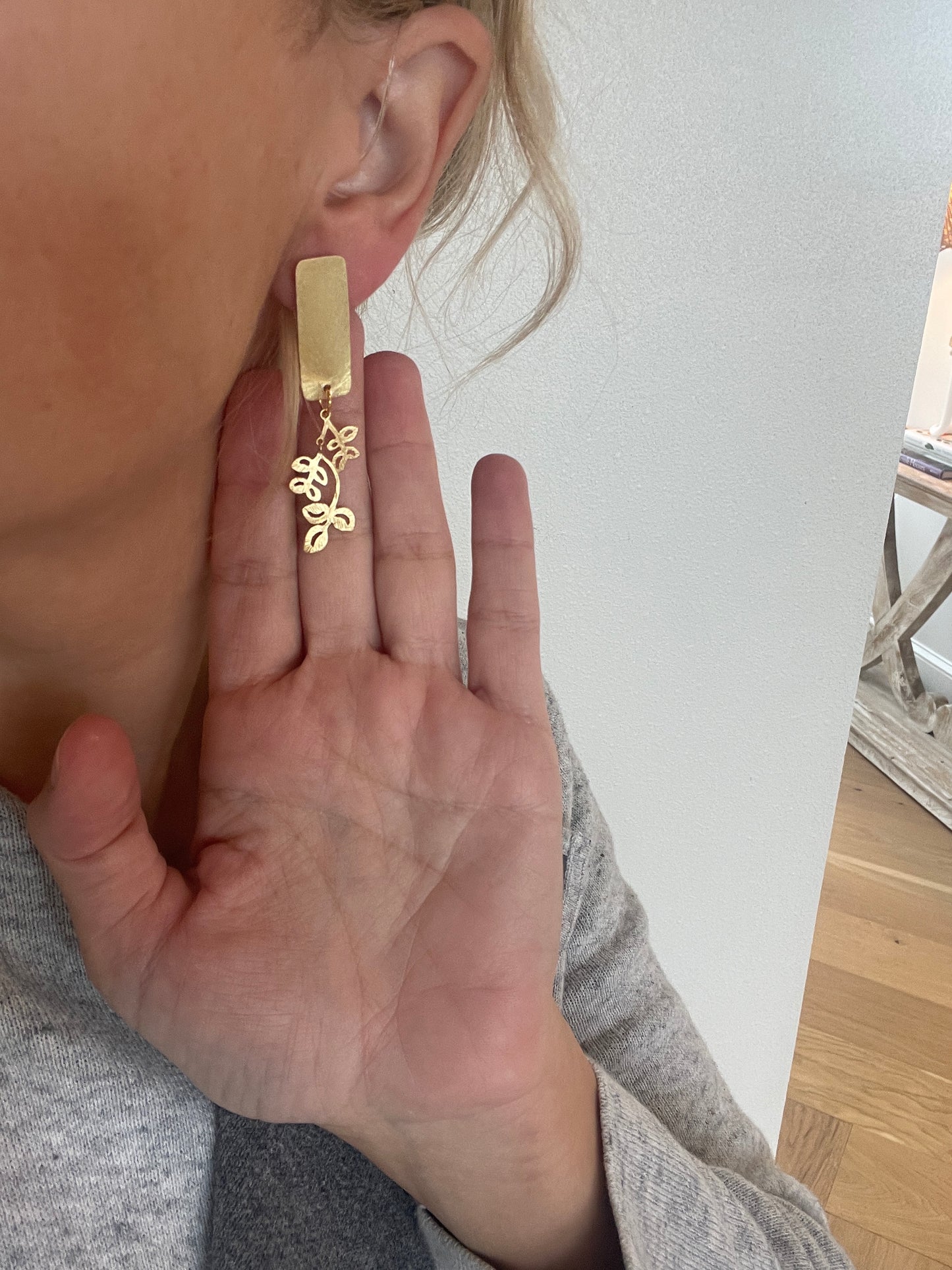 Gold Flower Branch Earrings