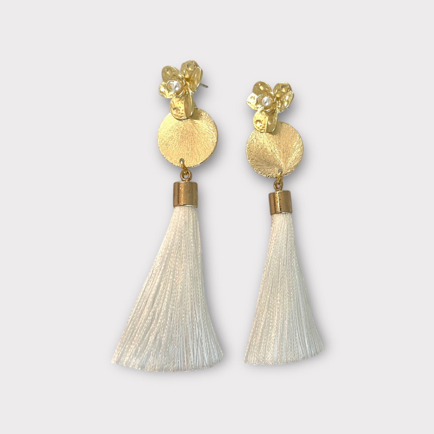 White Tassel Pearl Earrings