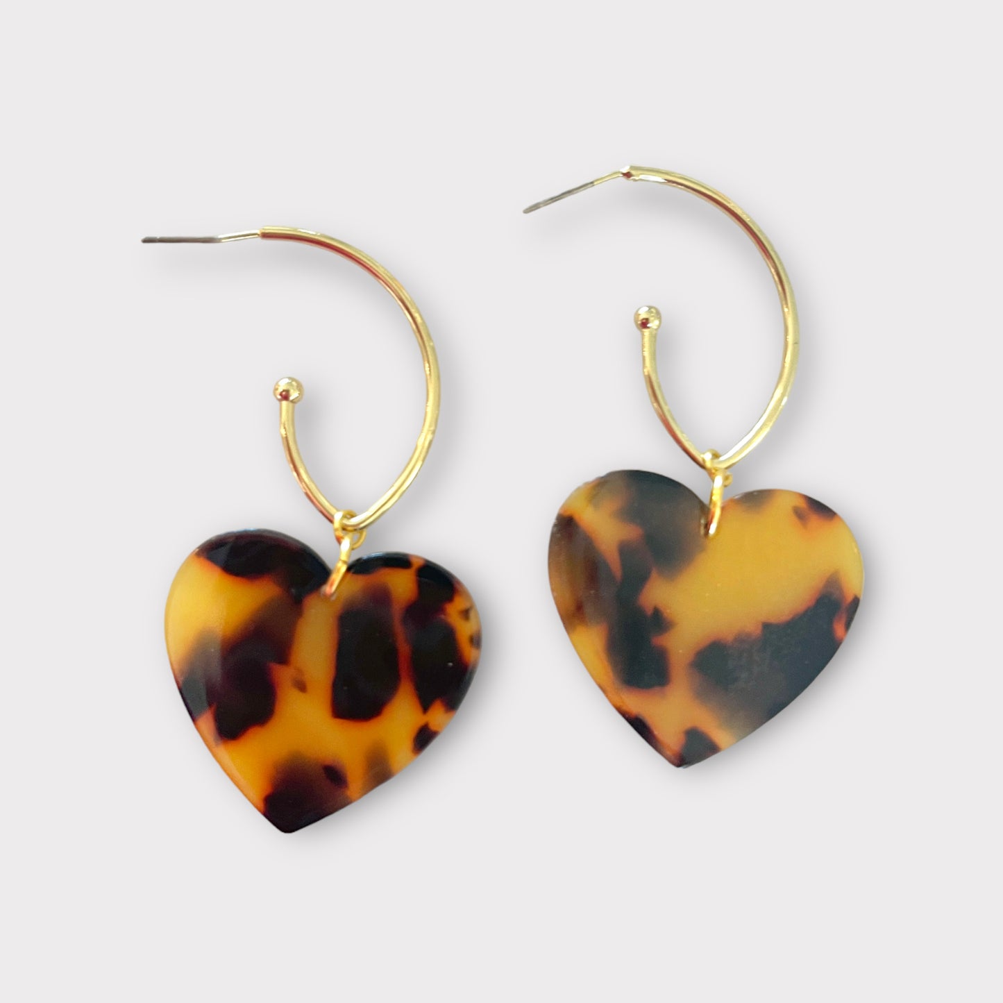 Tortoise heart hoop earrings
