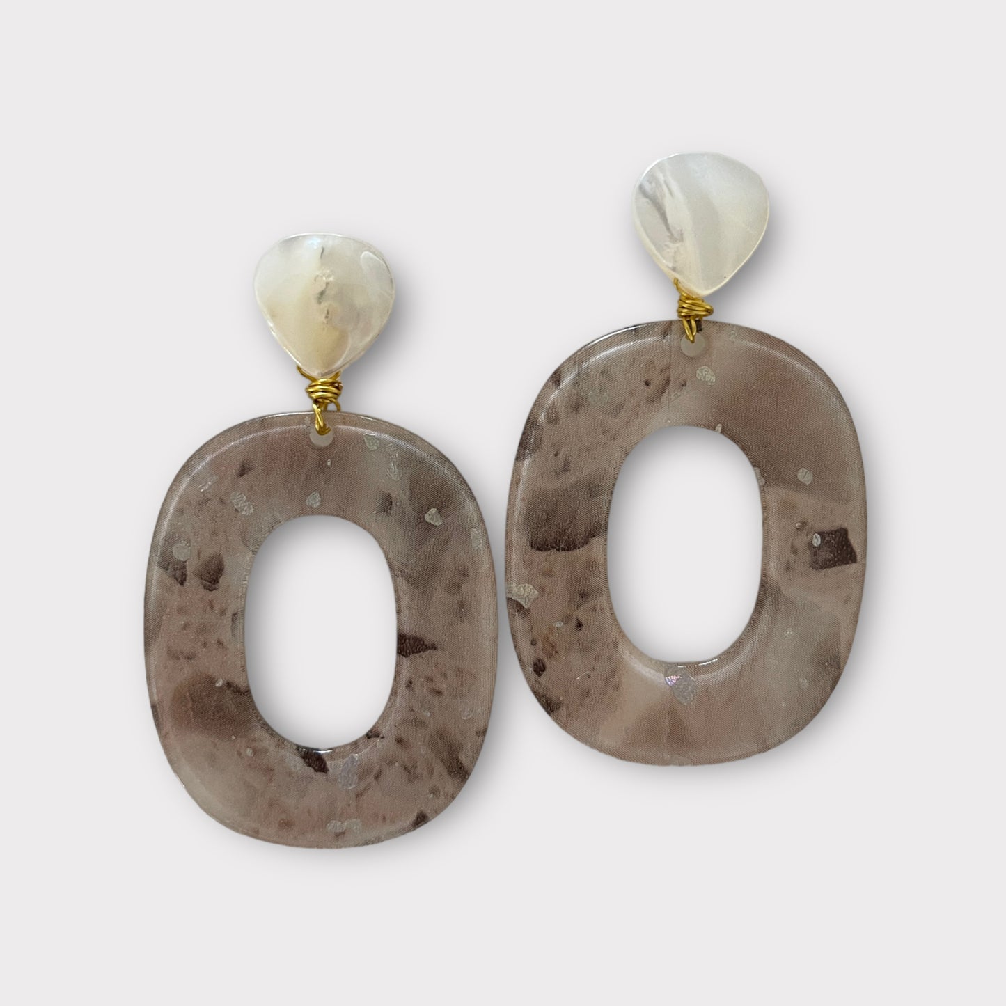 Oval Earrings - Silver Speckle