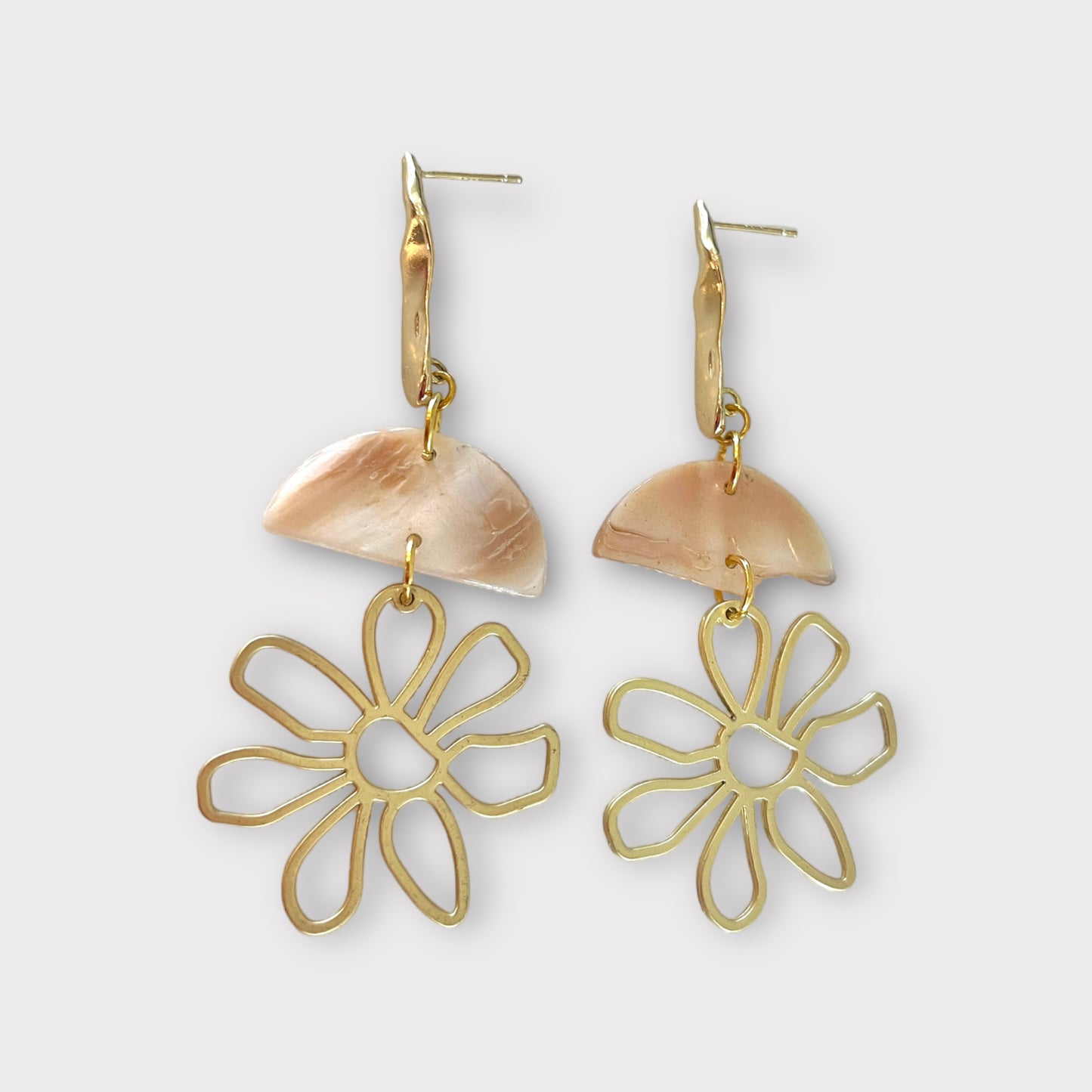 Triple shell flower earrings