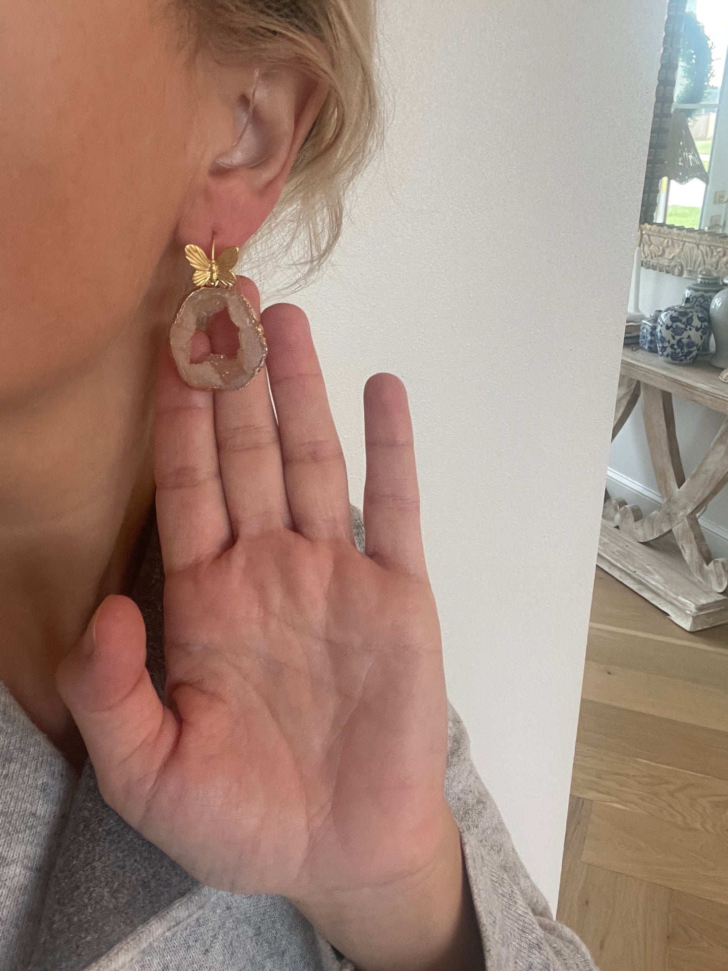 Butterfly Geode Earrings