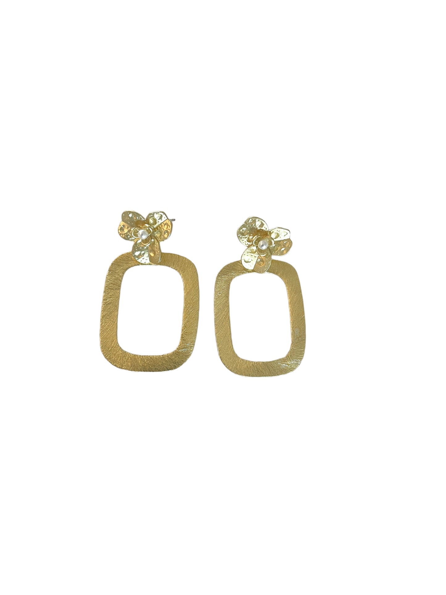 Brushed Gold Shield Earrings