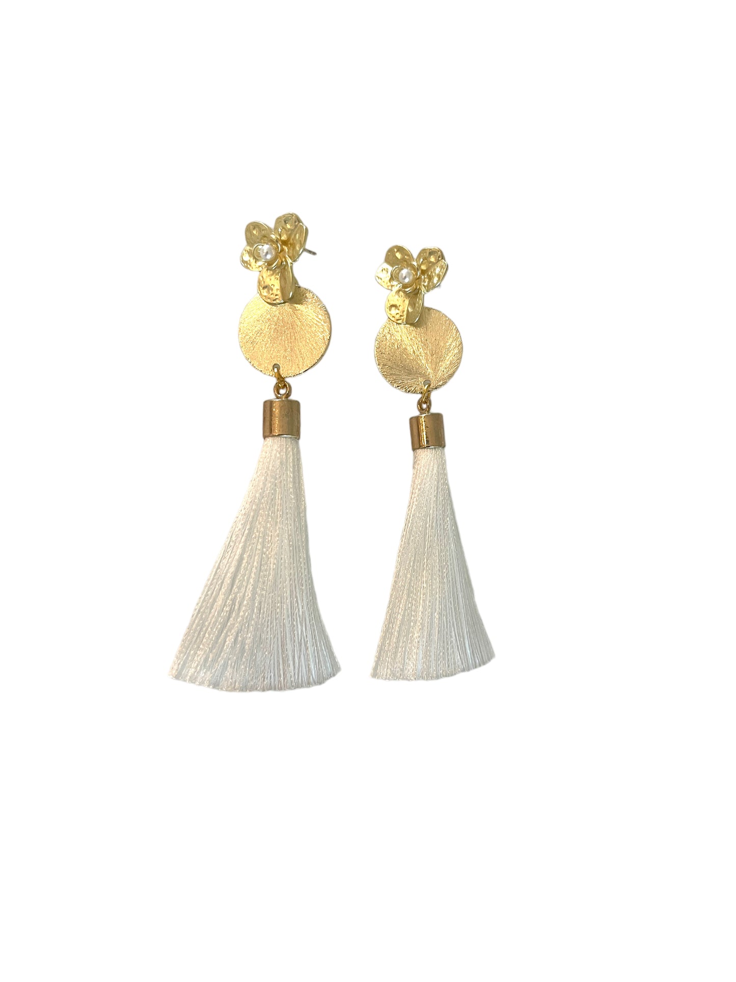 White Tassel Pearl Earrings