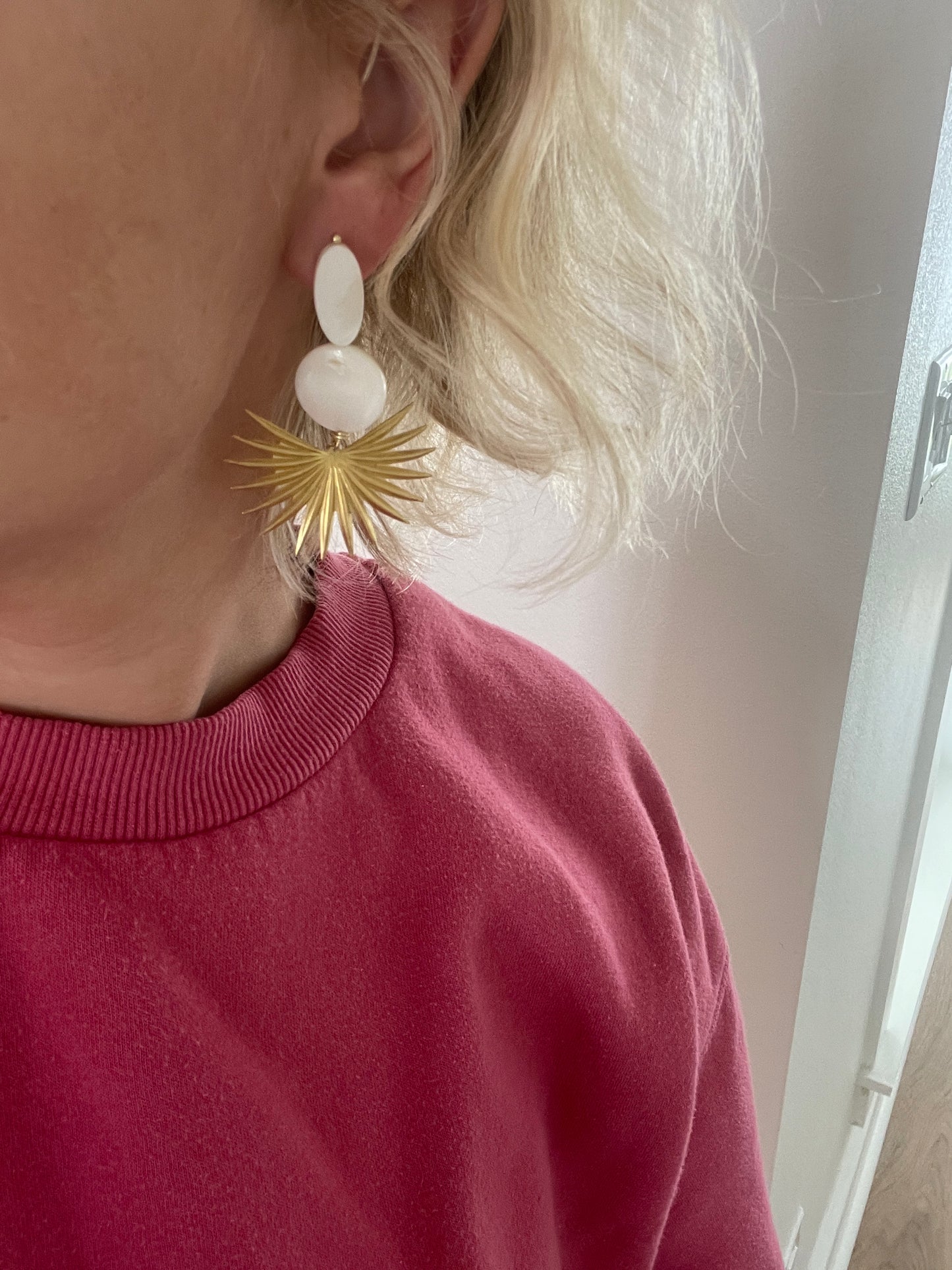 Large Pearl Fan Earrings