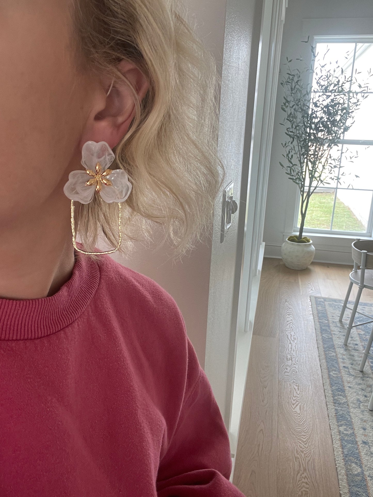 Large Flower Shield Earrings - Multiple Colors