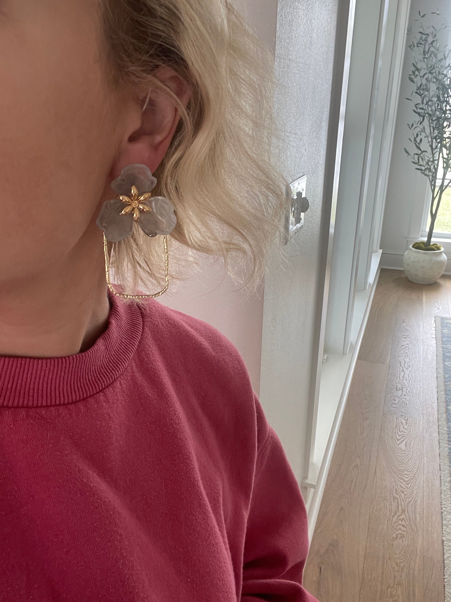 Large Flower Shield Earrings - Multiple Colors