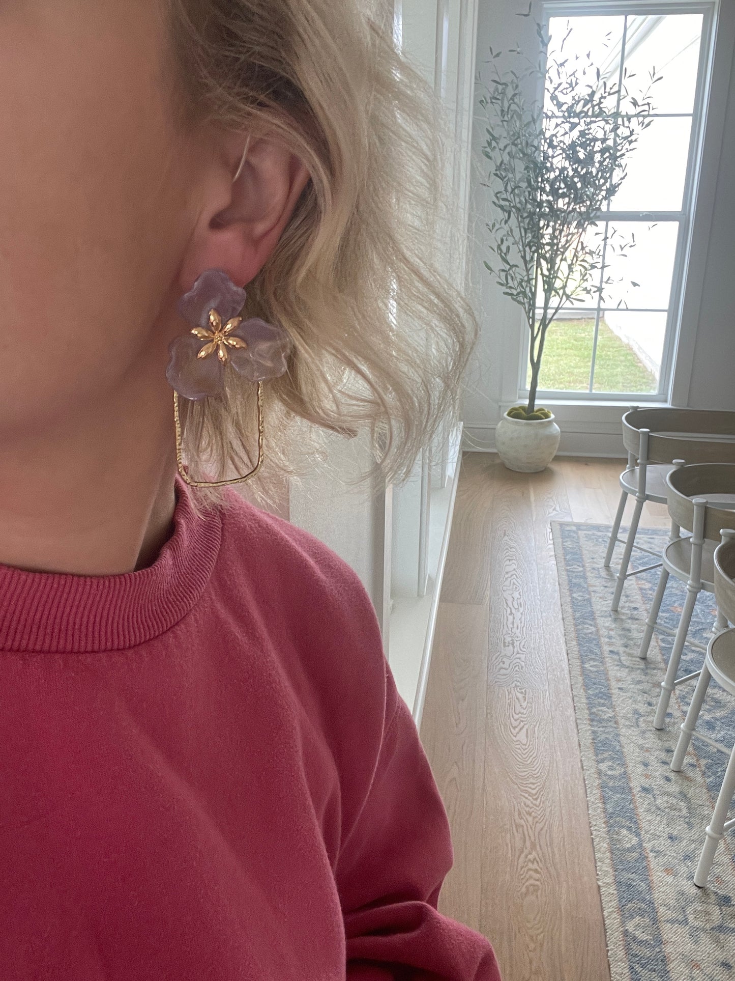 Large Flower Shield Earrings - Multiple Colors
