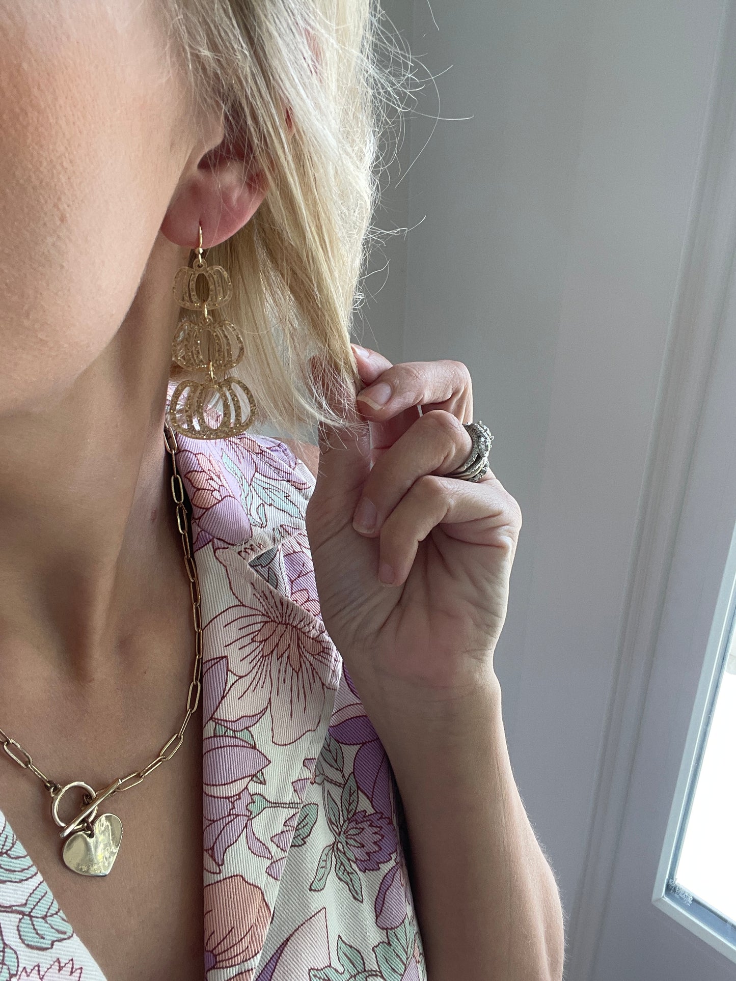 Glitter Triple Pumpkin Earrings