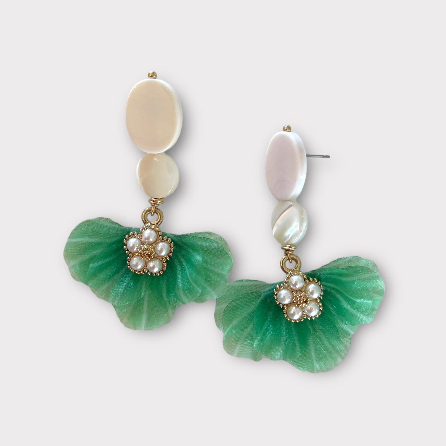 Green Fan Earrings