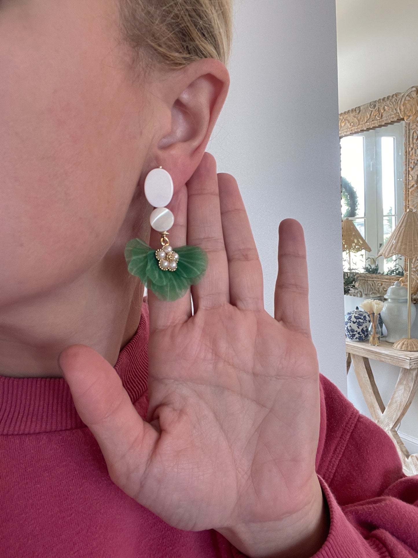 Green Fan Earrings