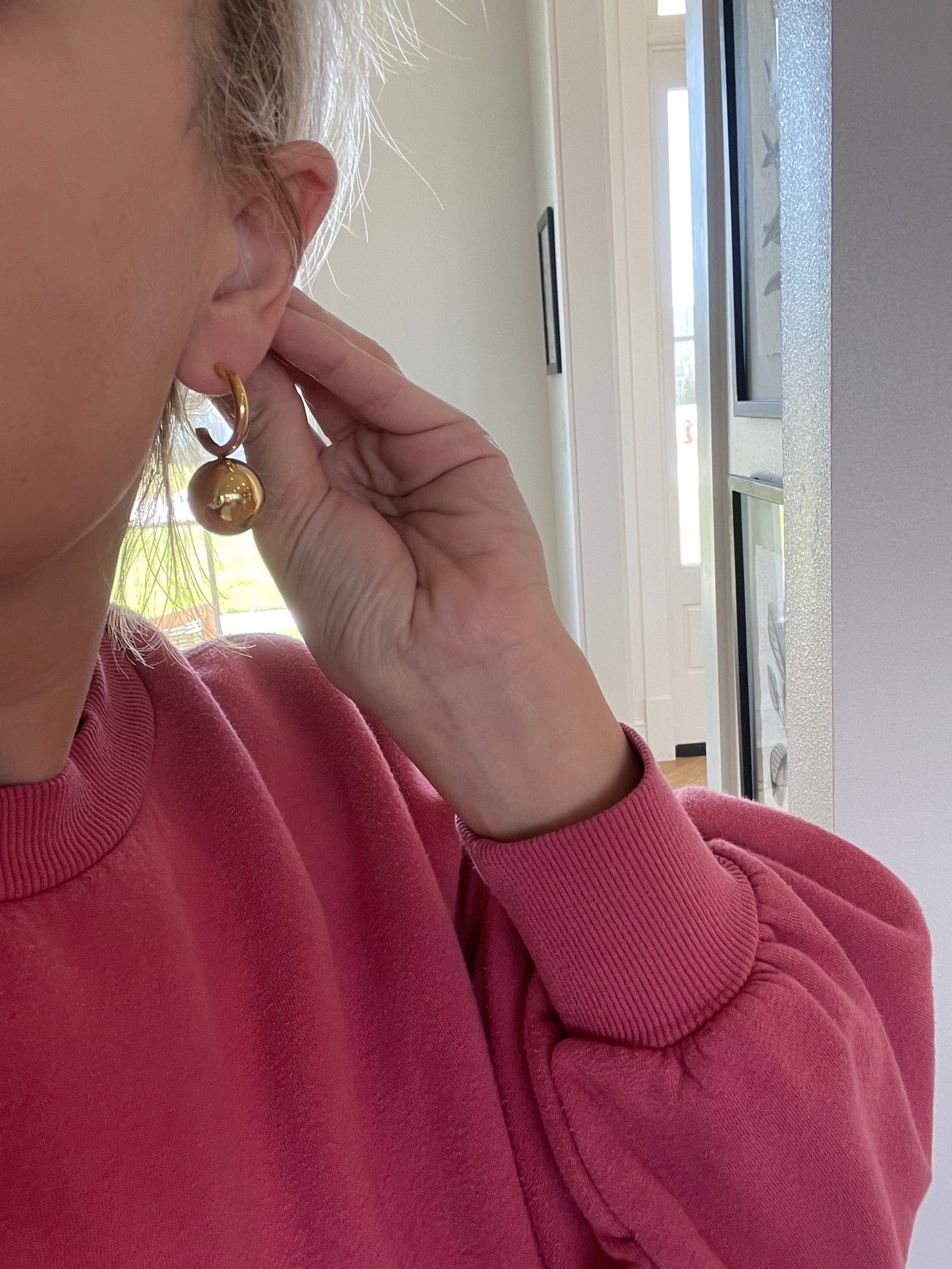 Round Ball Hoop Earrings
