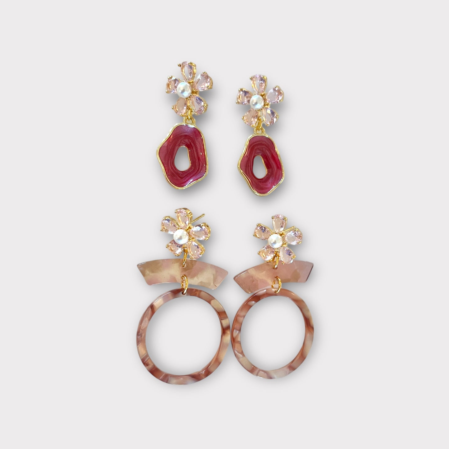 Pink glass earrings