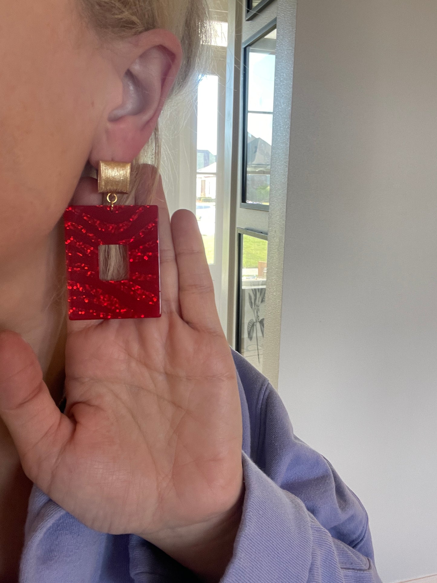 Large square earrings
