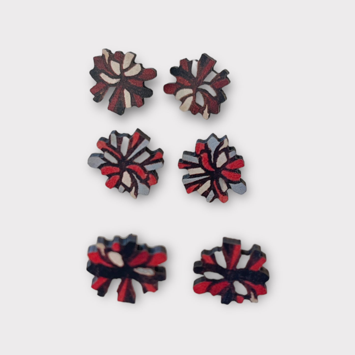 Wooden Pom Stud Earrings
