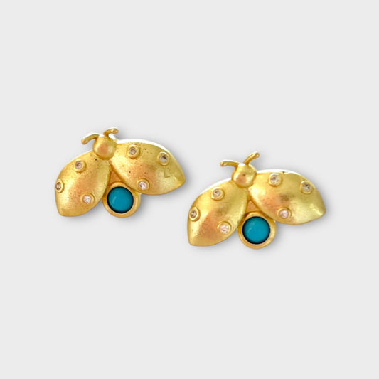 Turquoise Bug Stud Earrings