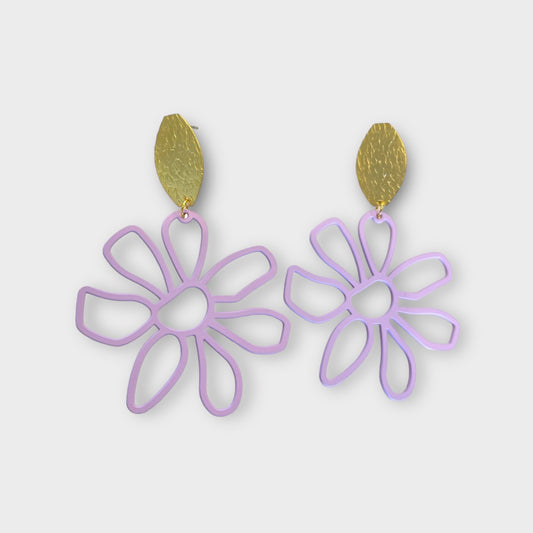 Hollow Lavender Flower Earrings