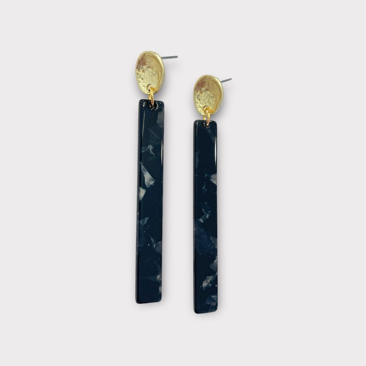 Black Marble Bar Earrings