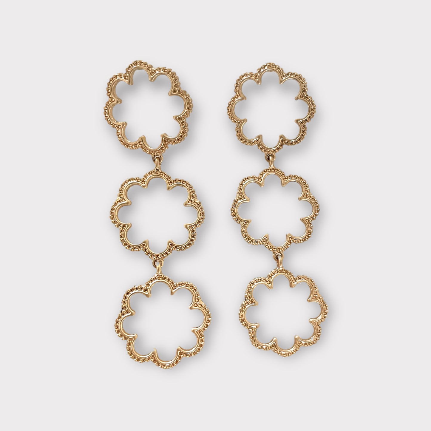 Outline Triple Flower Drop Earrings
