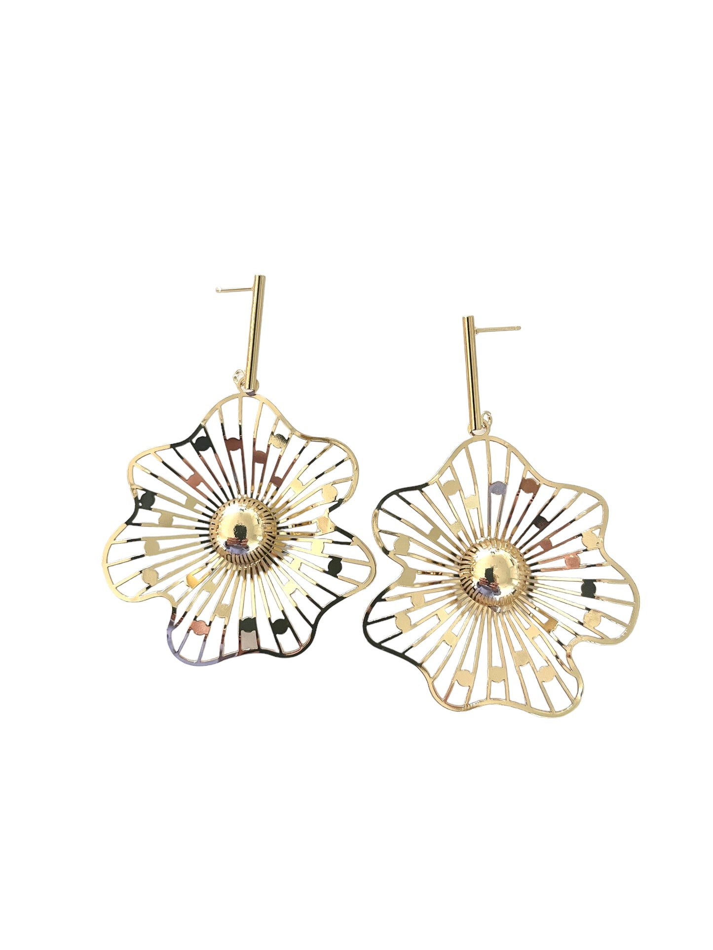 Gold Wire Pendant Earrings
