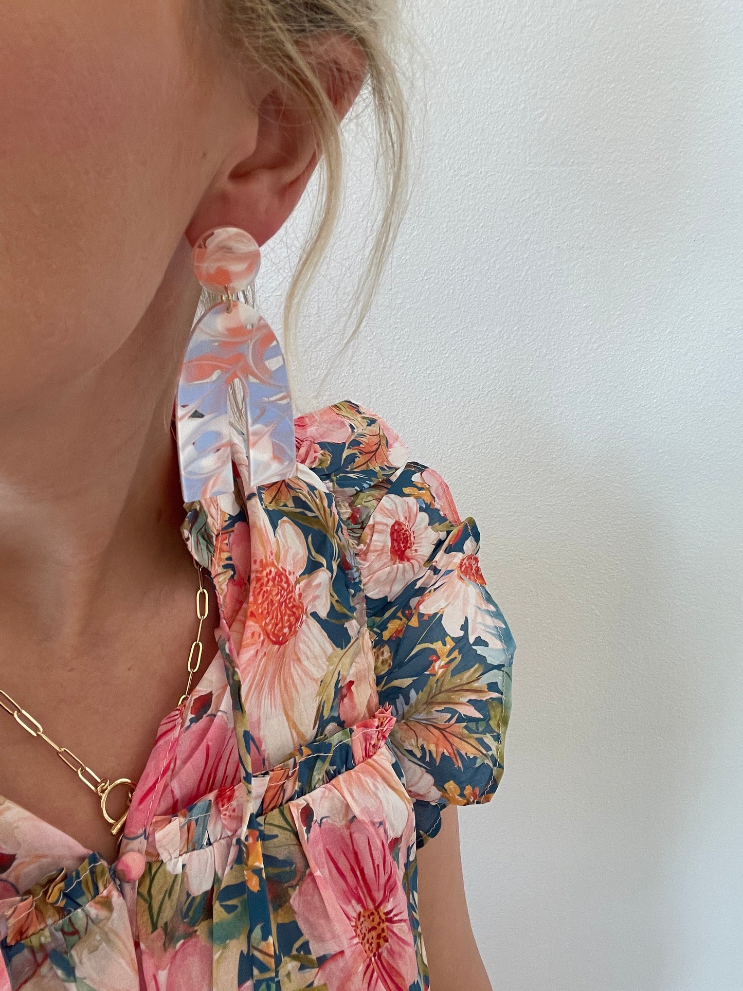 Large Marble Arch Earrings - Peach