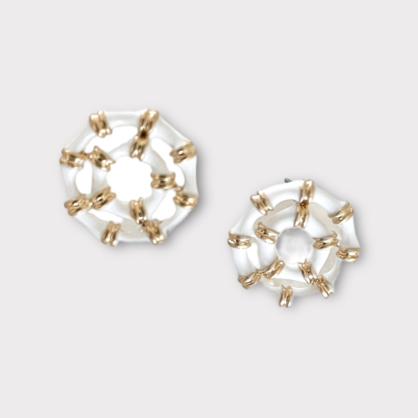 Bamboo Stud Earrings - White