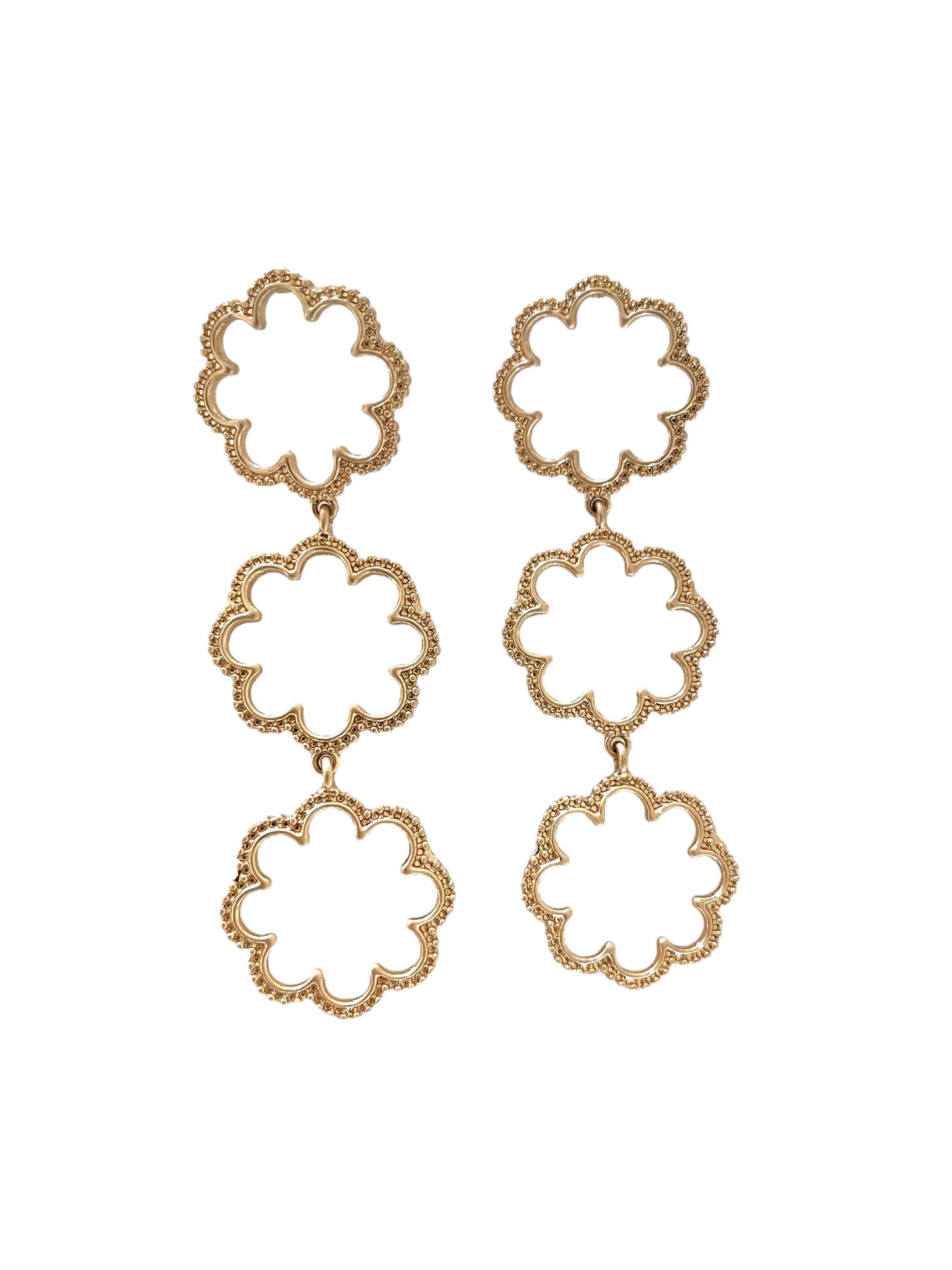 Outline Triple Flower Drop Earrings