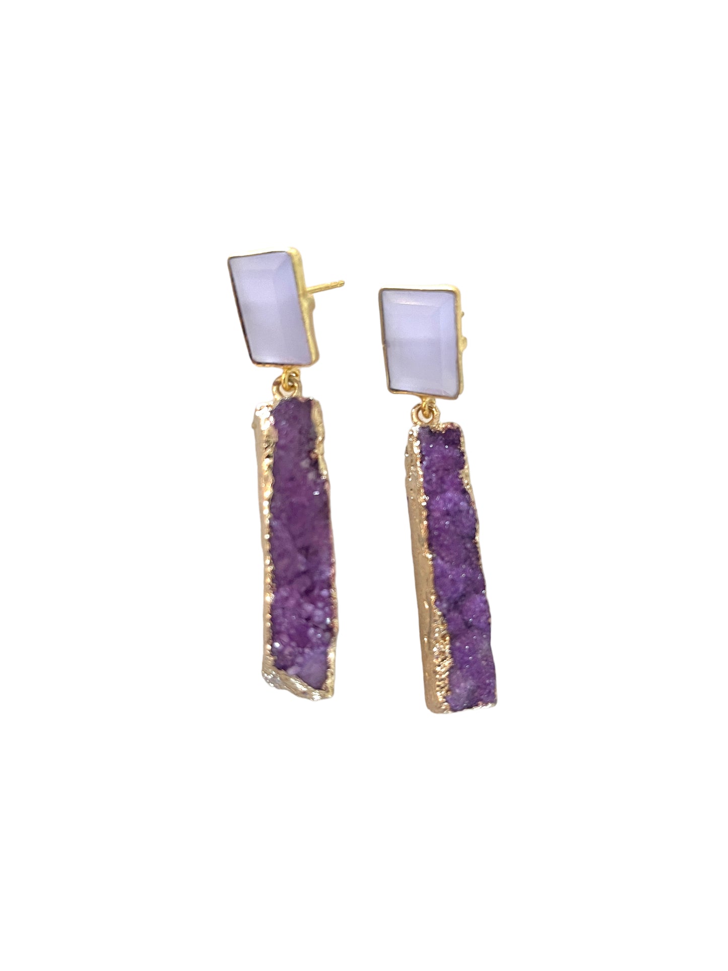 Jewel Druzy Earrings - Purple
